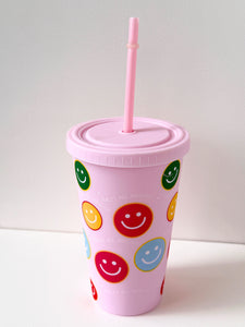 Reusable Matte Tumbler with Straw – Inspirational & Fun Designs
