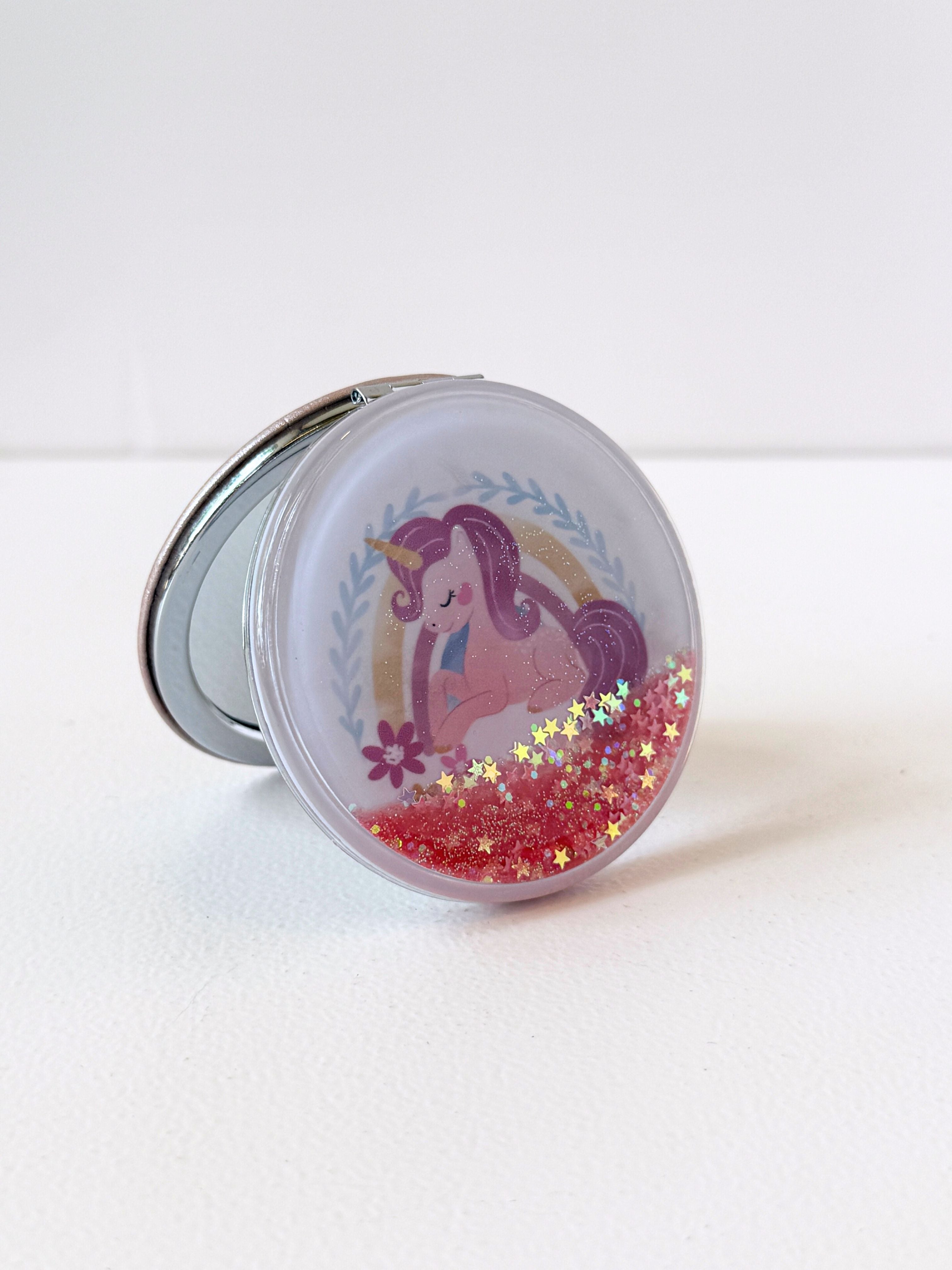 Unicorn Glitter Compact Mirror – Cute Pocket-Sized Makeup Mirror for Kids & Teens
