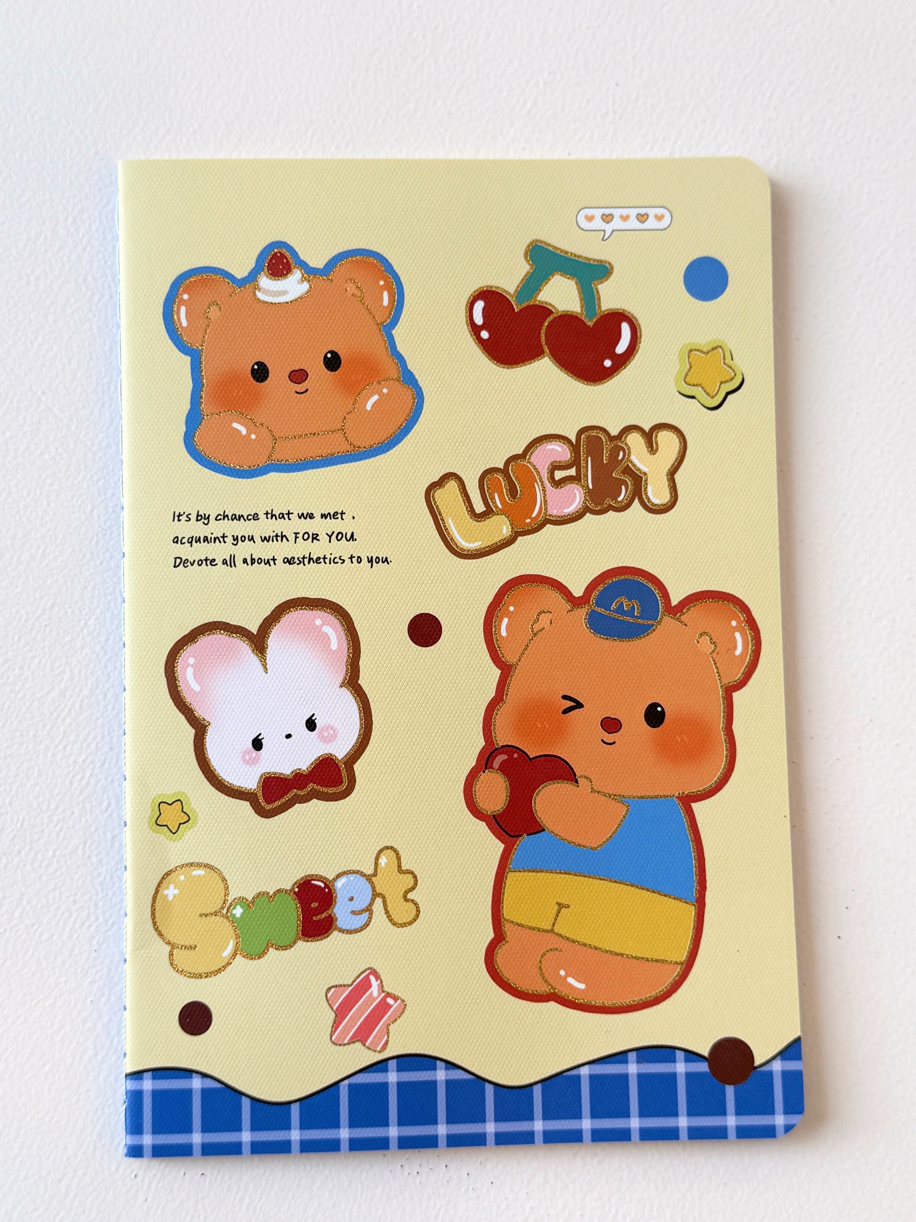 Cute Bear Cartoon Notebooks – Stationery for School or Journaling