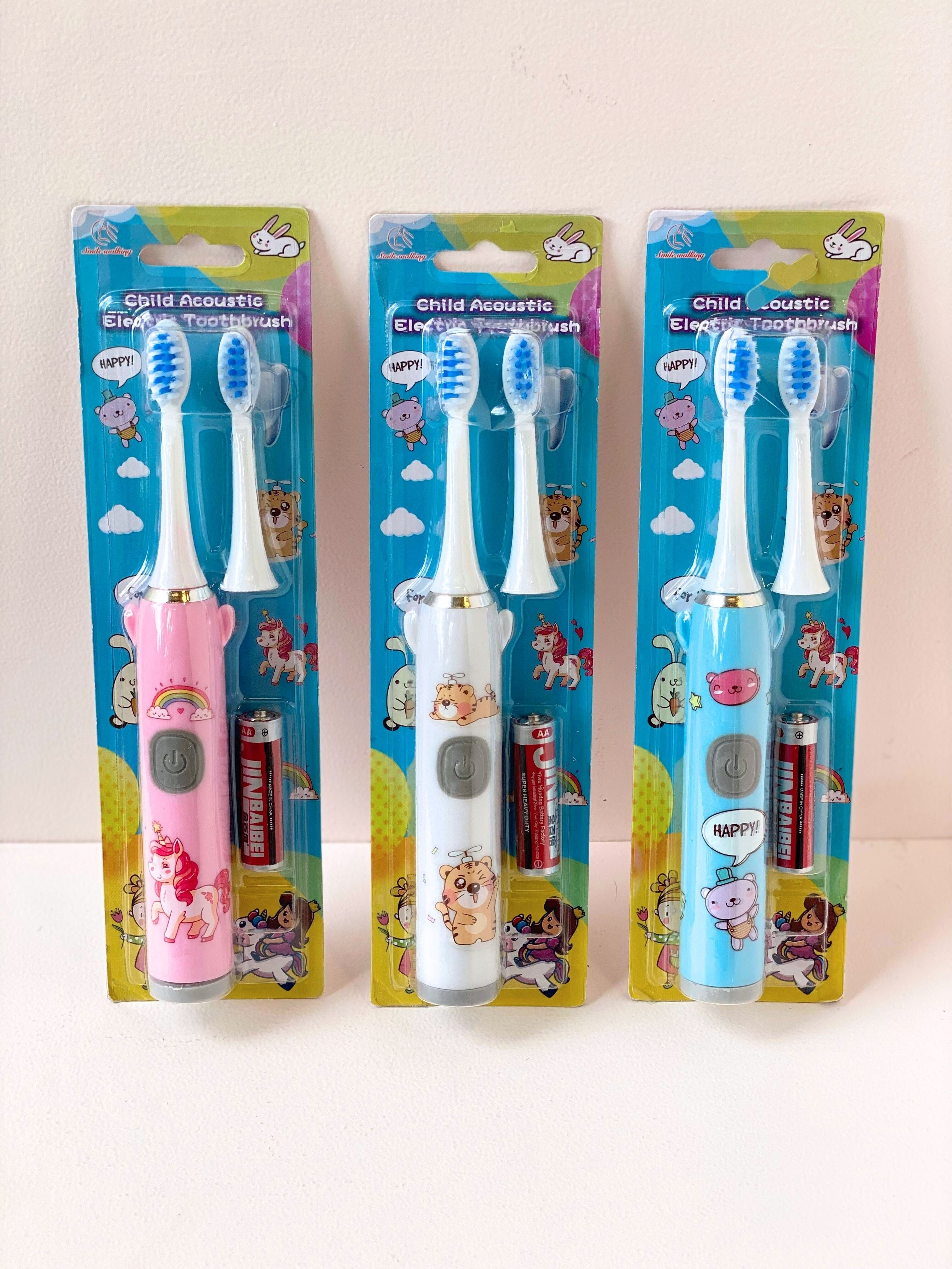 Cartoon Character Kids Electric Toothbrush – Soft Bristles with Extra Heads & Battery