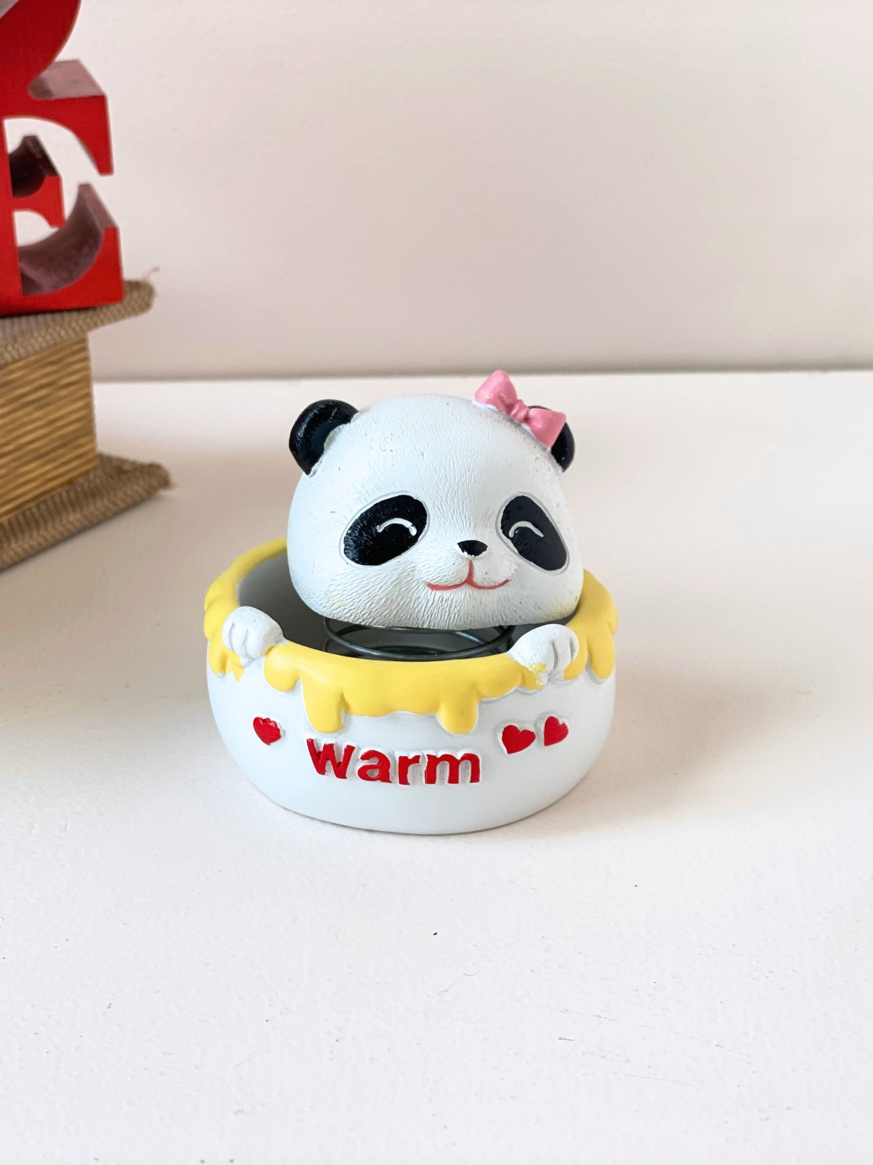 Cute Ceramic Bobblehead Figurine – Lucky Cat & Panda Collection for Desk or Gifting