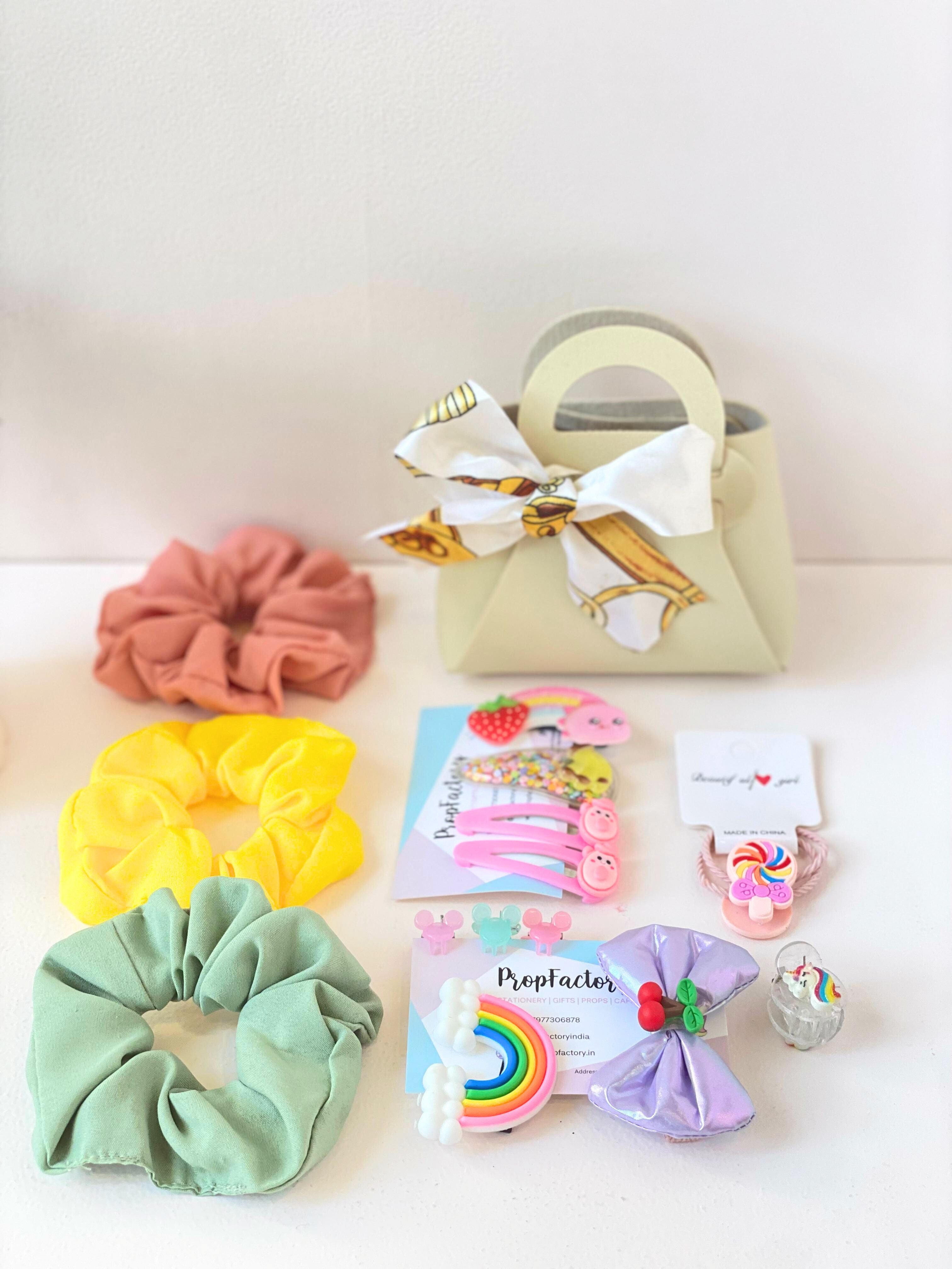 Girls' Hair Accessories Gift Set – 10-Piece Cute Hair Clips, Scrunchies & Mini Handbag Combo