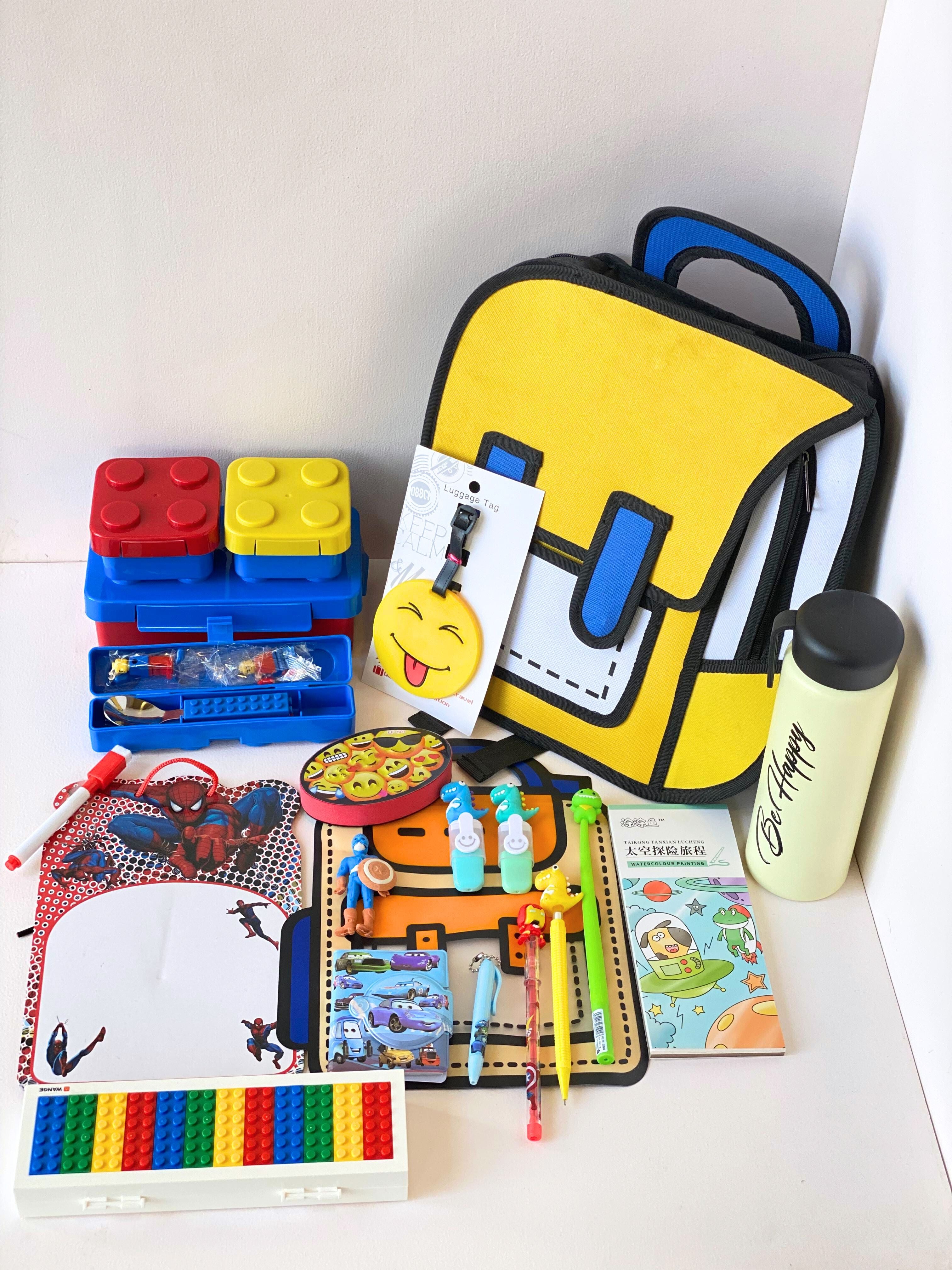 Creative Kids’ School Essentials Gift Set – 20+ Piece Fun Stationery & Toy Hamper with Cartoon Backpack & Lunch Box