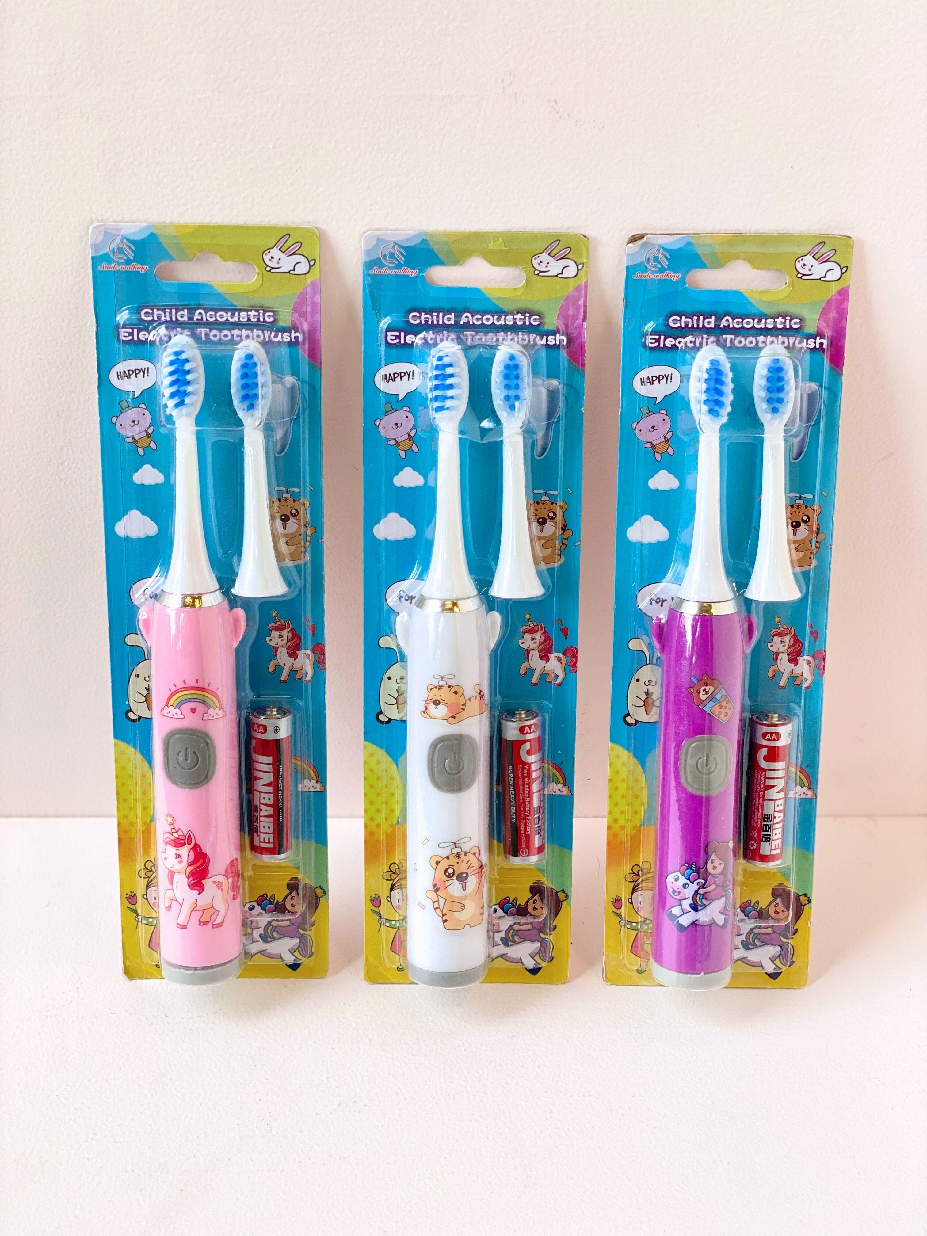 Cartoon Character Kids Electric Toothbrush – Soft Bristles with Extra Heads & Battery