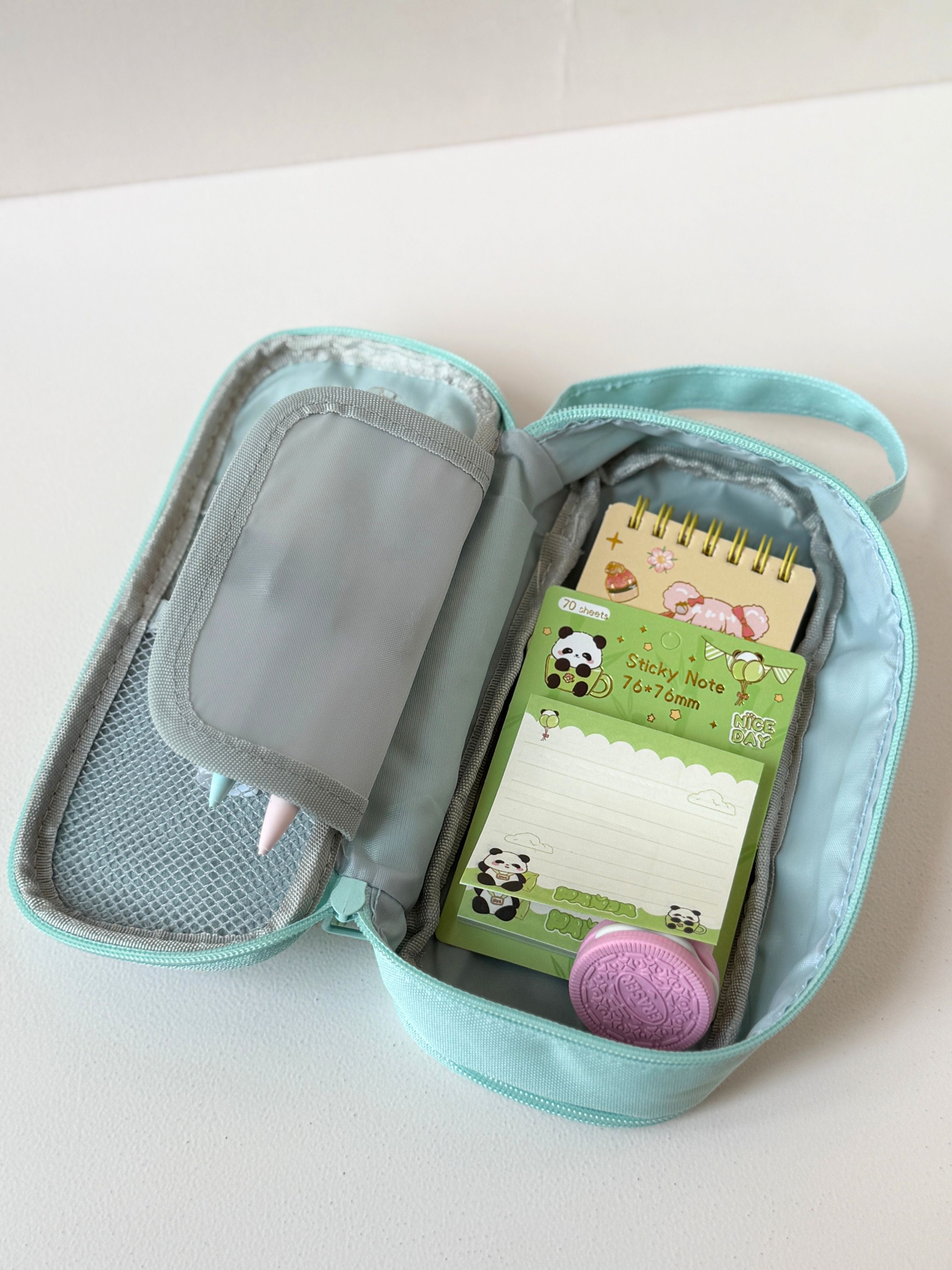 Cute Panda Pencil Case – Multi-Compartment Zipper Pouch with