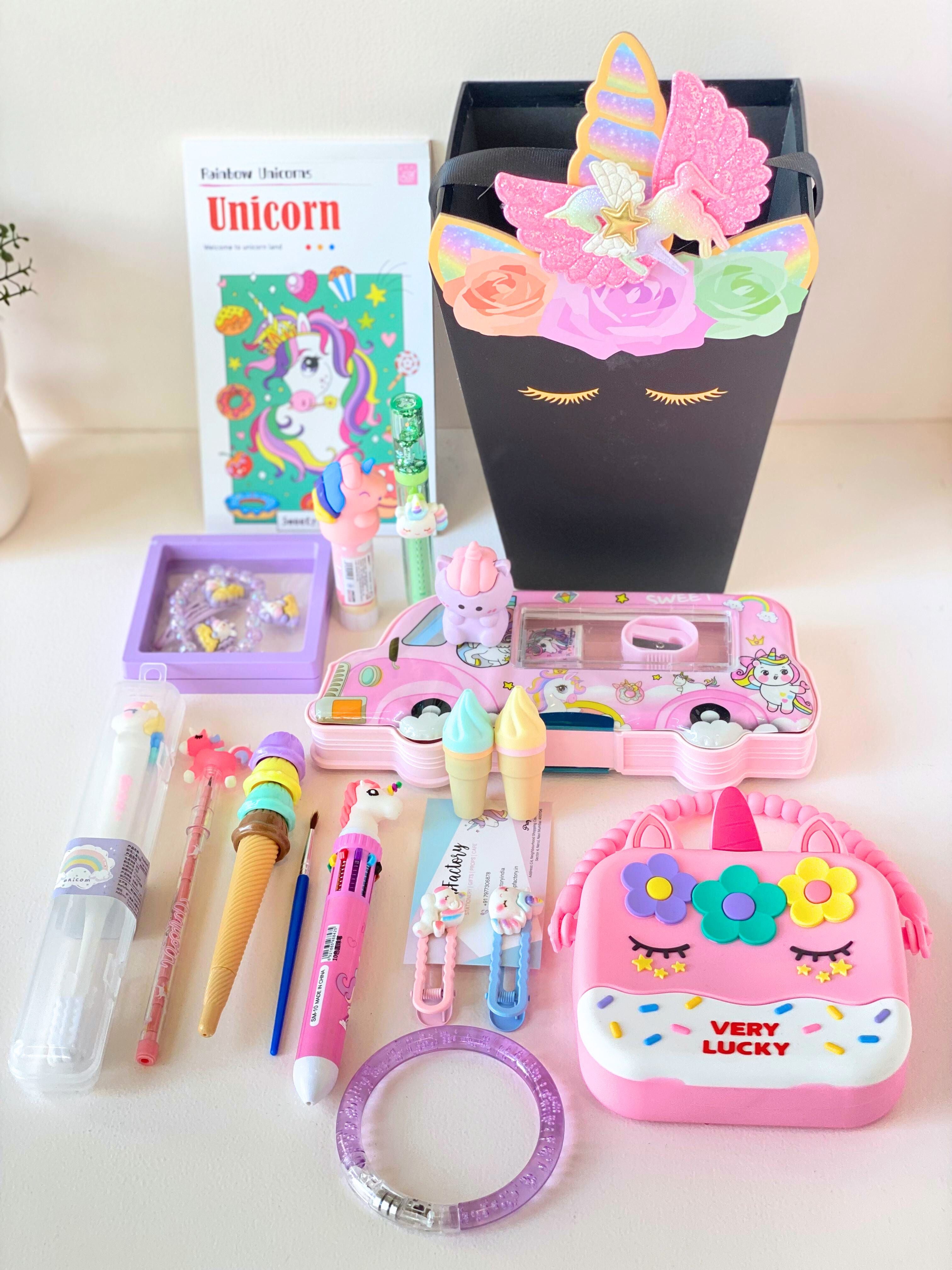 Magical Unicorn Stationery & Gift Hamper for Girls – 15+ Cute School Essentials in Premium Unicorn Gift Box