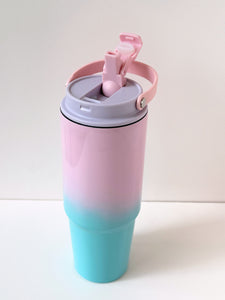 Gradient Colour Reusable Tumbler with Handle – 40oz Insulated Travel Cup