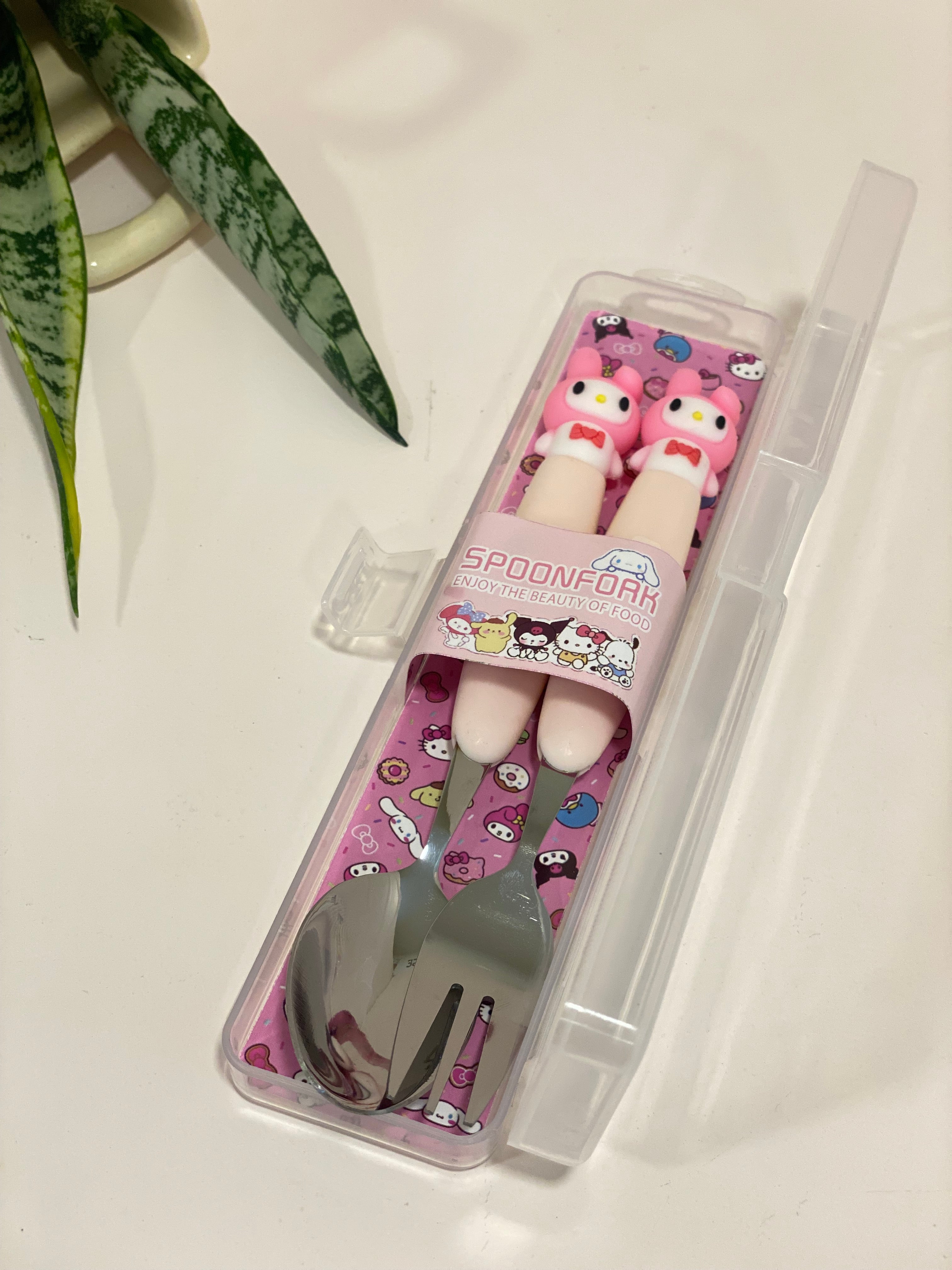 Kids Cartoon Fork & Spoon Set with Case – Stainless Steel Cutlery Set for Kids | Travel-Friendly Lunch Spoon & Fork