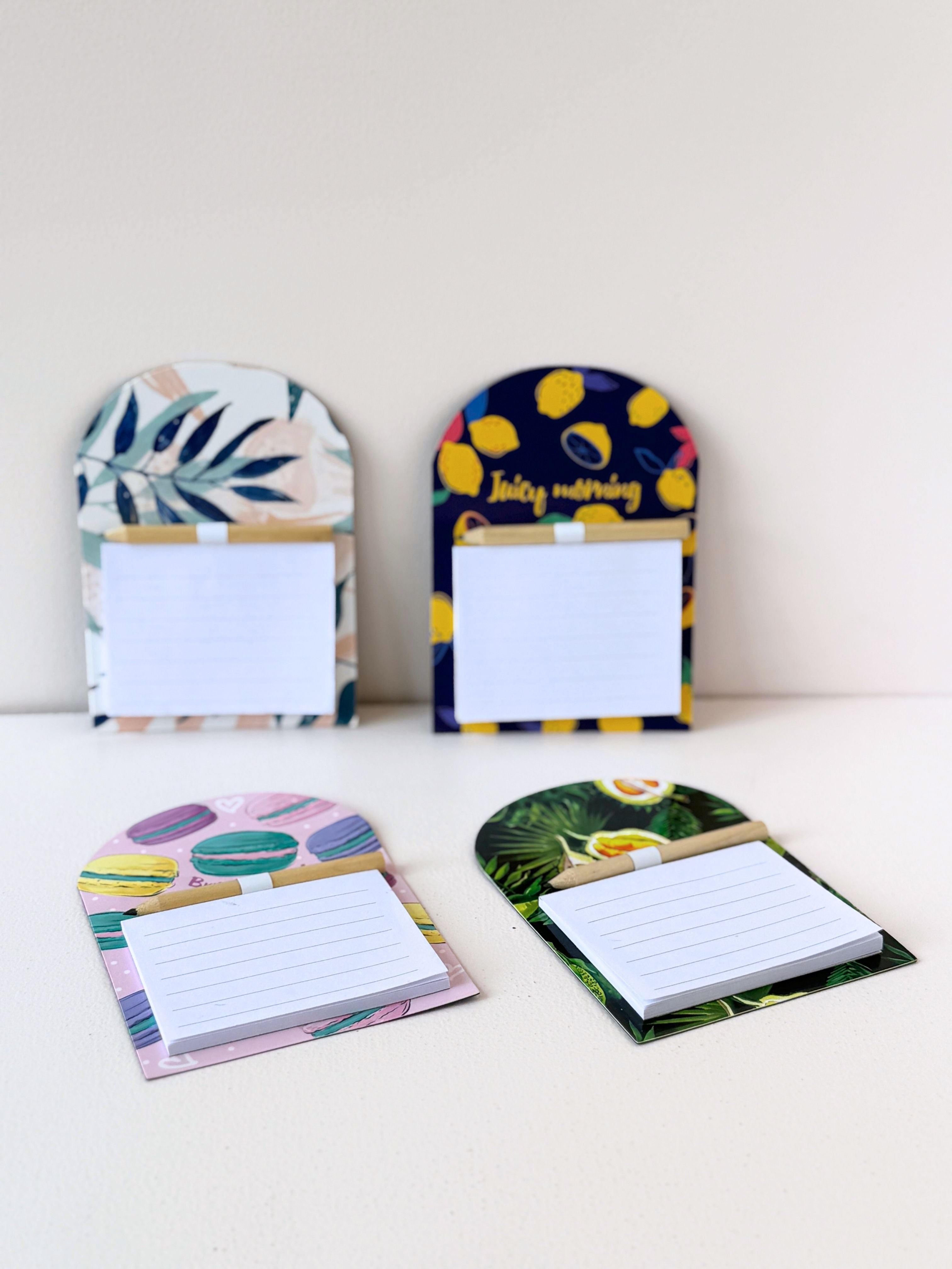 Magnetic Notepad with Pencil – Cute Patterned Memo Pad for Fridge, Office or Kitchen