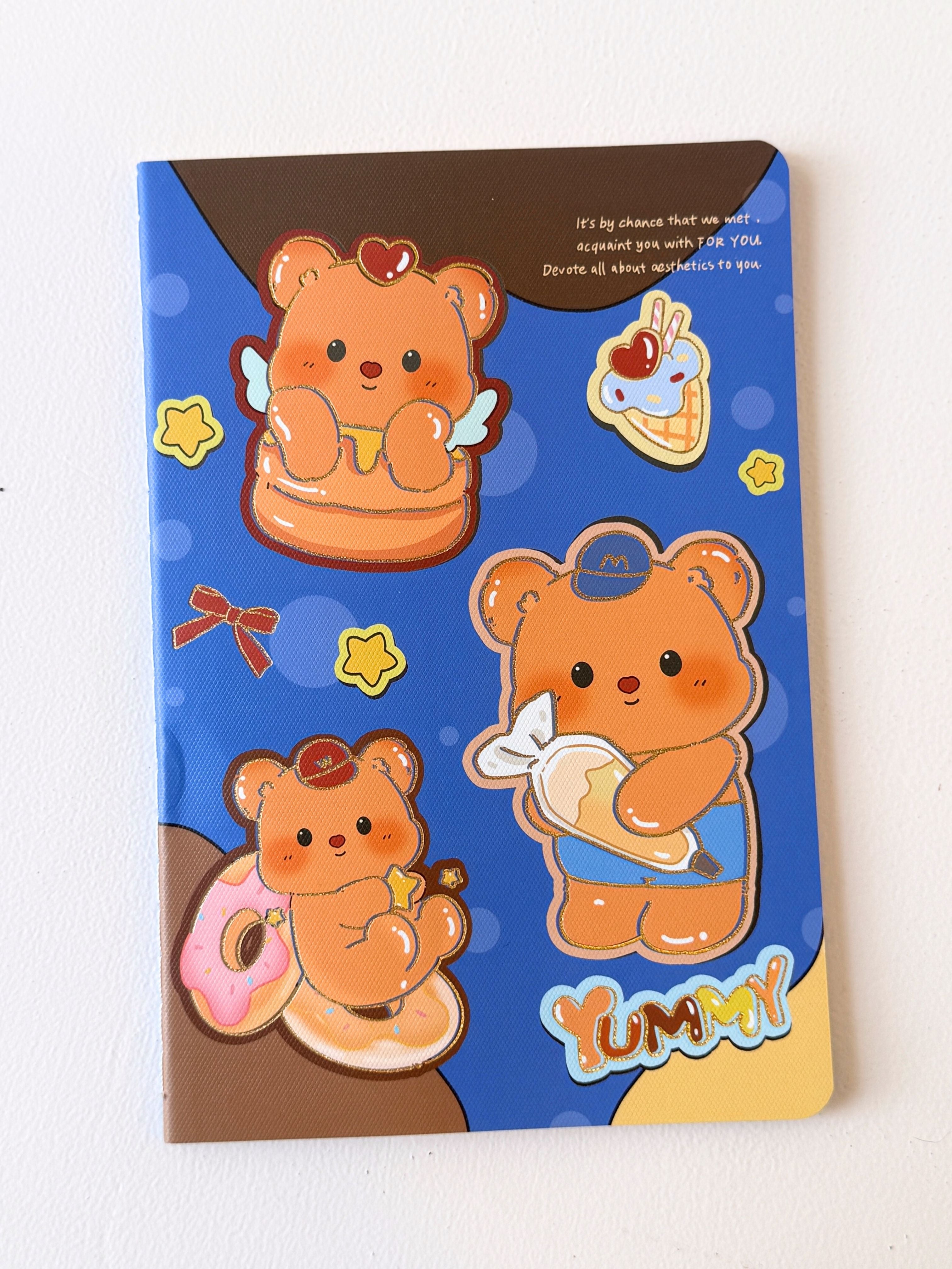 Cute Bear Cartoon Notebooks – Stationery for School or Journaling