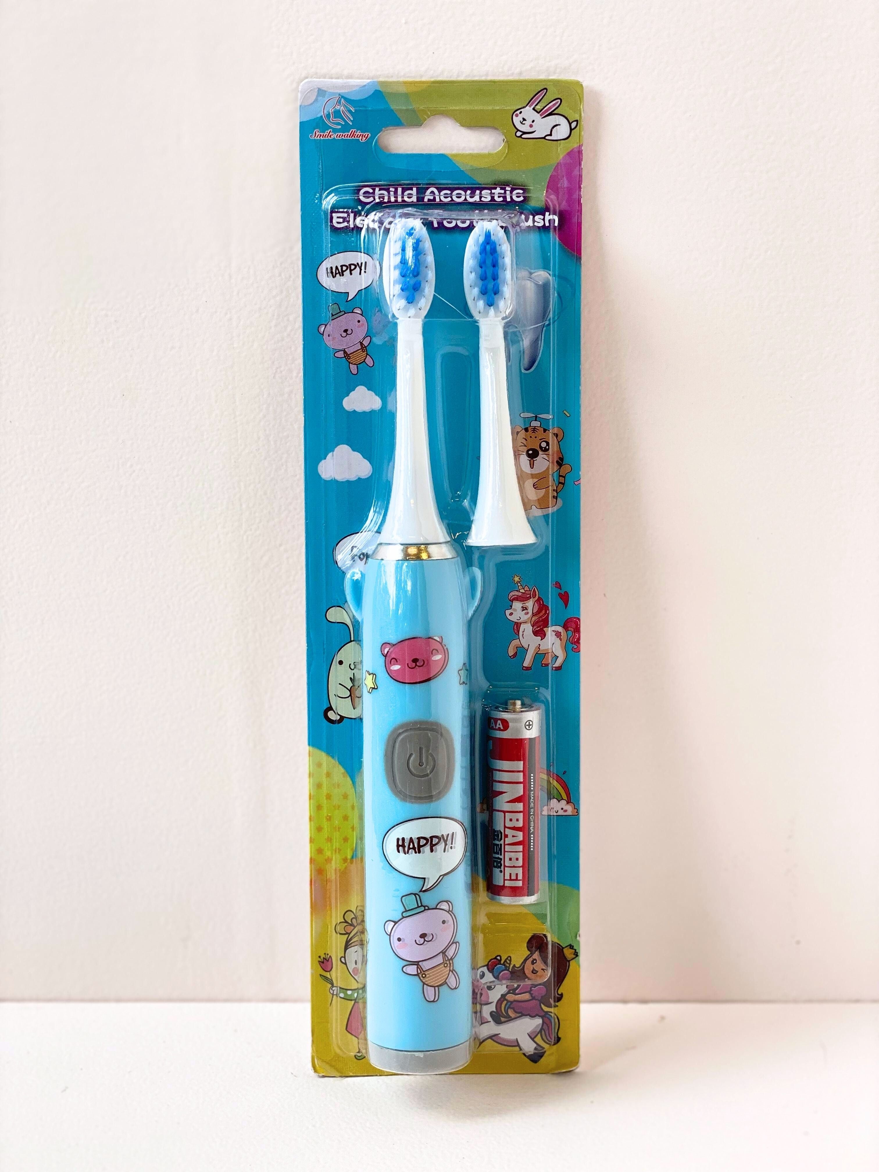 Cartoon Character Kids Electric Toothbrush – Soft Bristles with Extra Heads & Battery