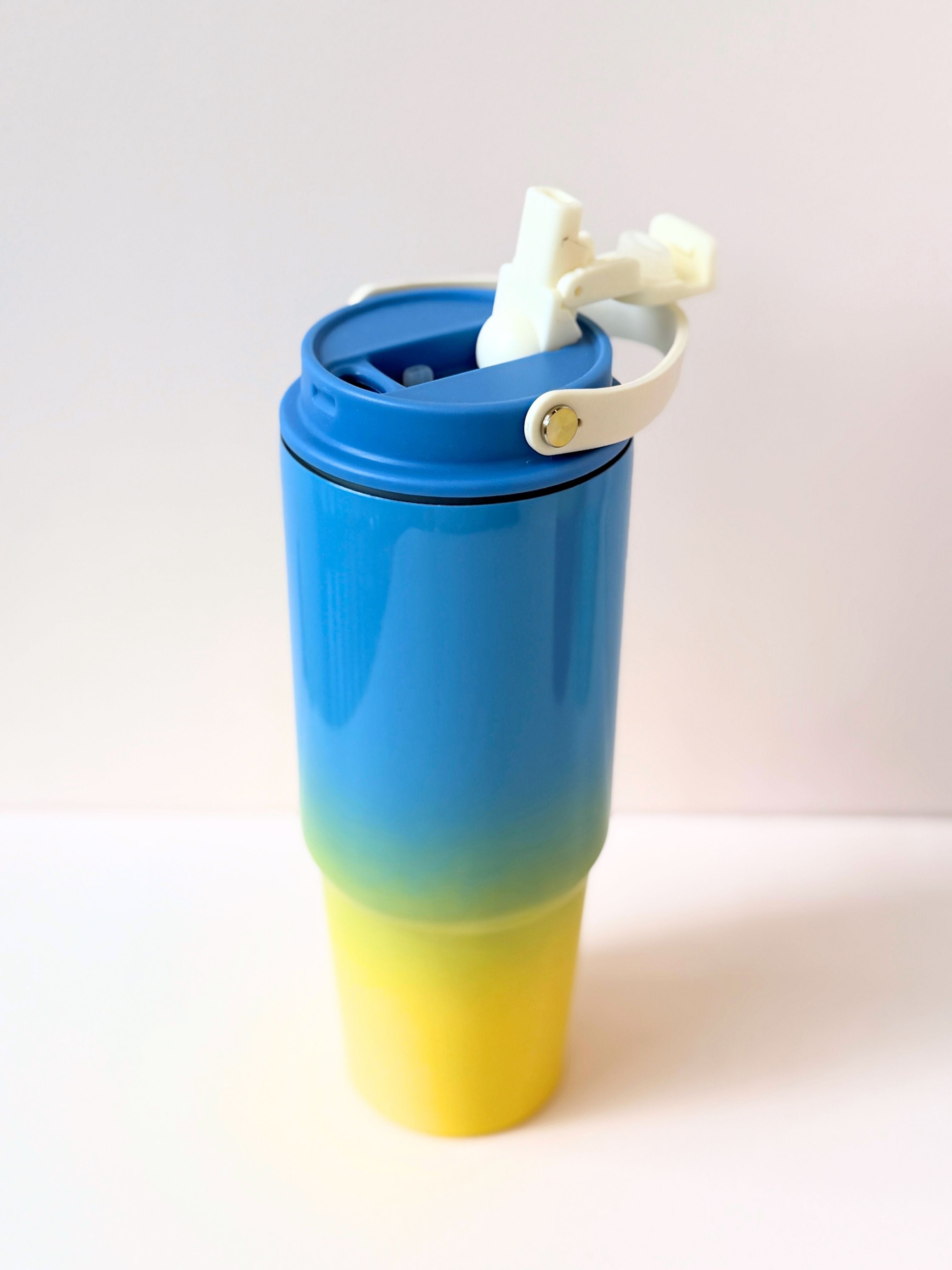 Gradient Colour Reusable Tumbler with Handle – 40oz Insulated Travel Cup