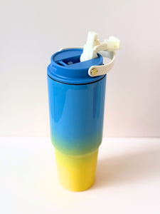 Gradient Colour Reusable Tumbler with Handle – 40oz Insulated Travel Cup