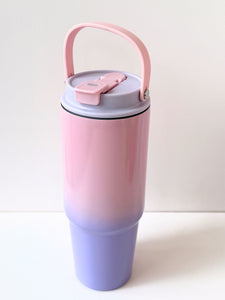 Gradient Colour Reusable Tumbler with Handle – 40oz Insulated Travel Cup