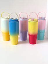 Load image into Gallery viewer, Gradient Colour Reusable Tumbler with Handle – 40oz Insulated Travel Cup
