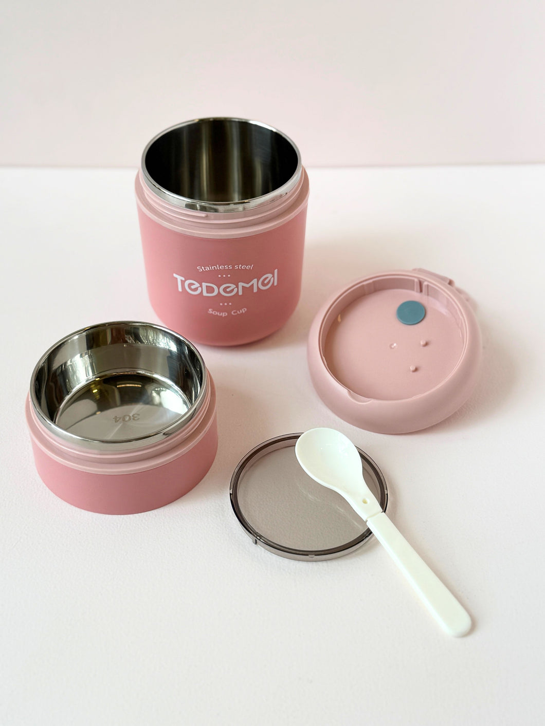 Stainless Steel Insulated Soup Cup – Portable Thermal Lunch Container with Folding Spoon