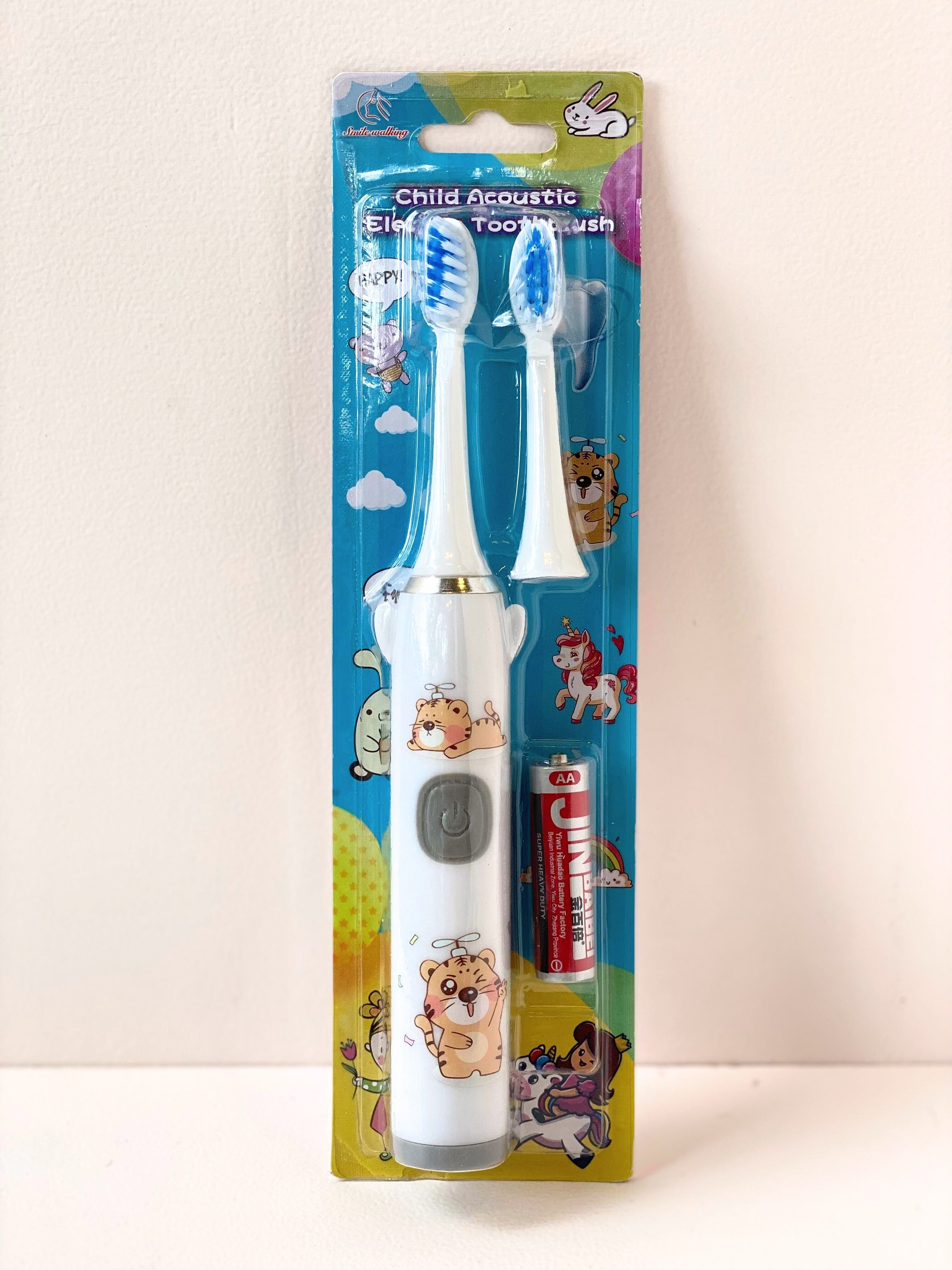 Cartoon Character Kids Electric Toothbrush – Soft Bristles with Extra Heads & Battery