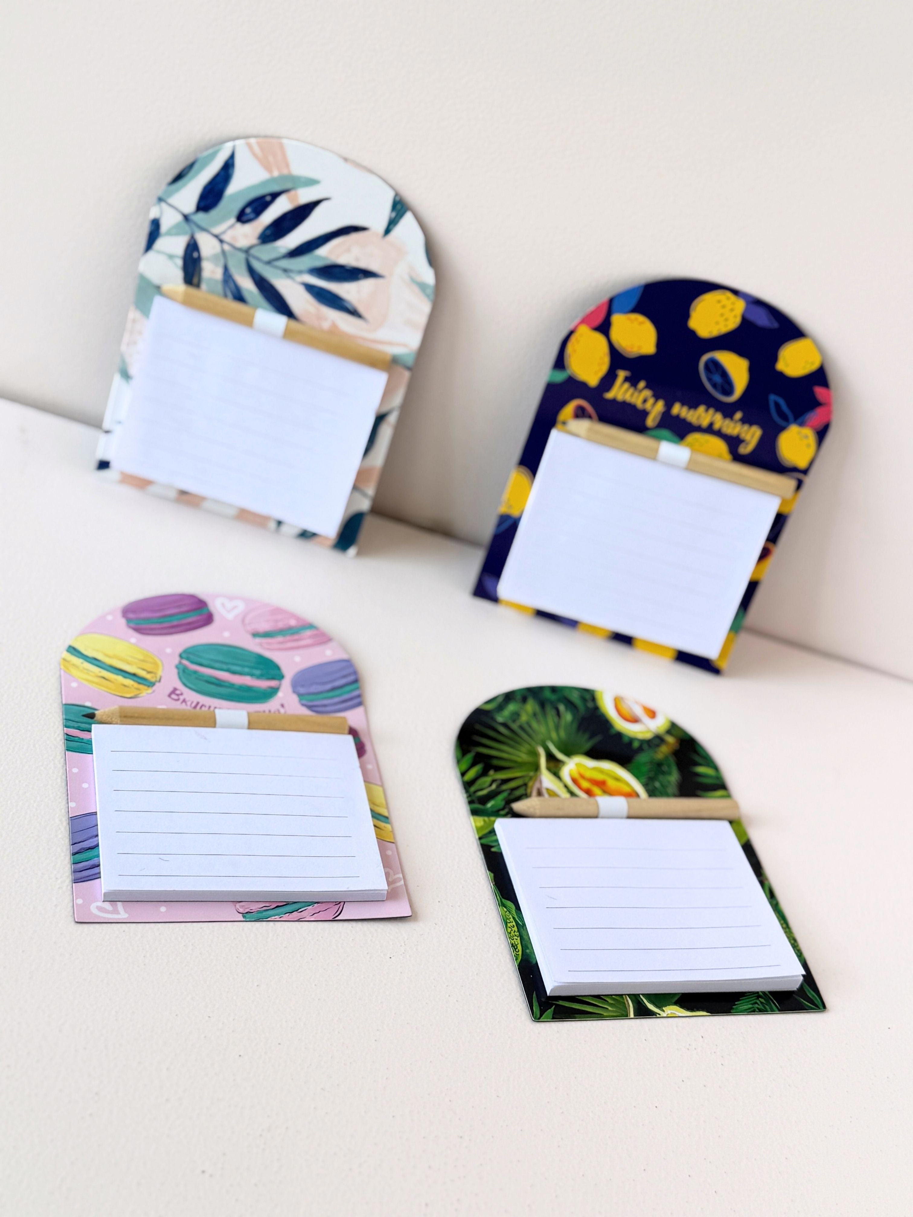 Magnetic Notepad with Pencil – Cute Patterned Memo Pad for Fridge, Office or Kitchen