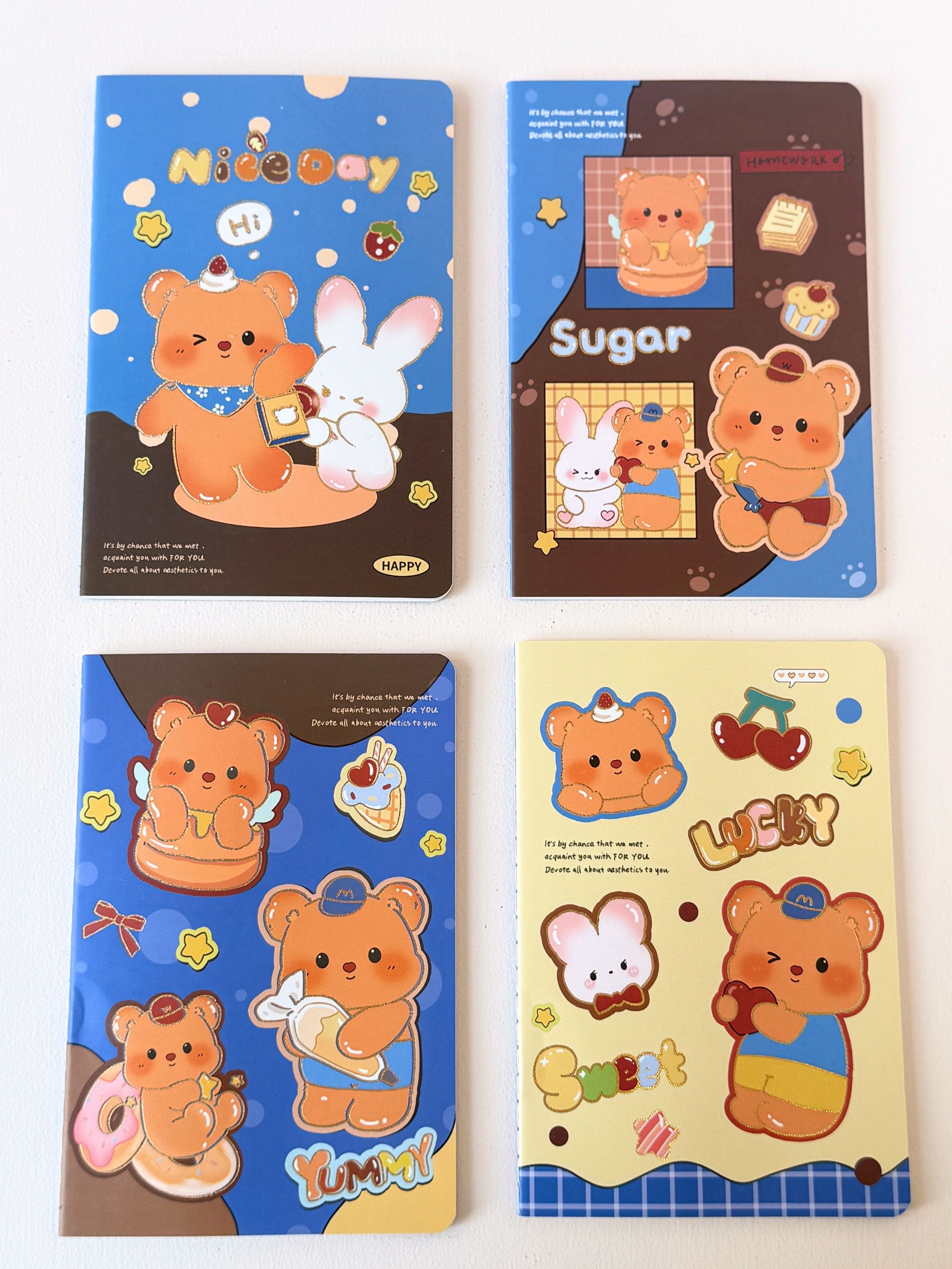 Cute Bear Cartoon Notebooks – Stationery for School or Journaling