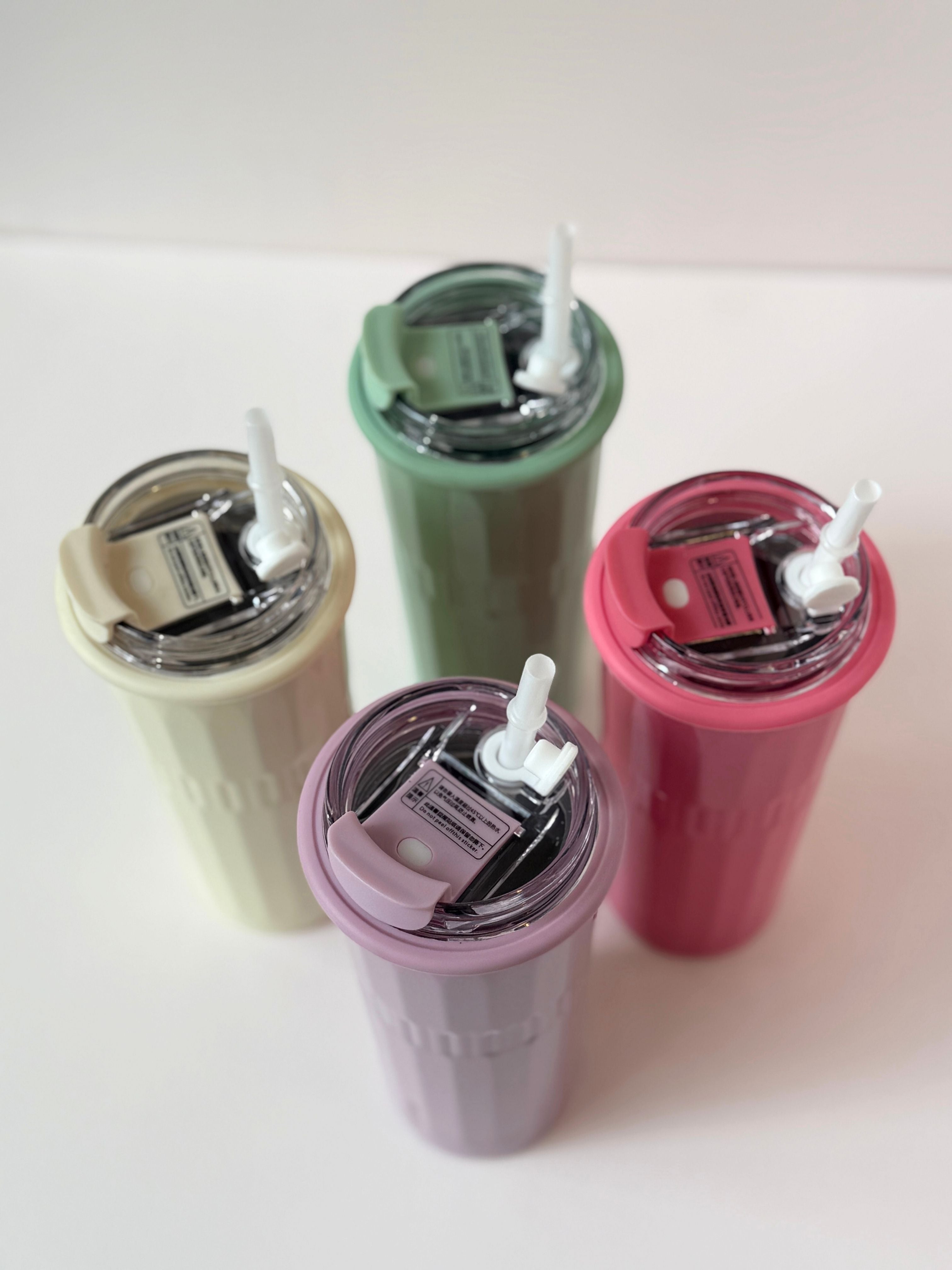 Pastel Tall Reusable Tumbler with Straw – 500ml Travel Cup (4 Color Options)