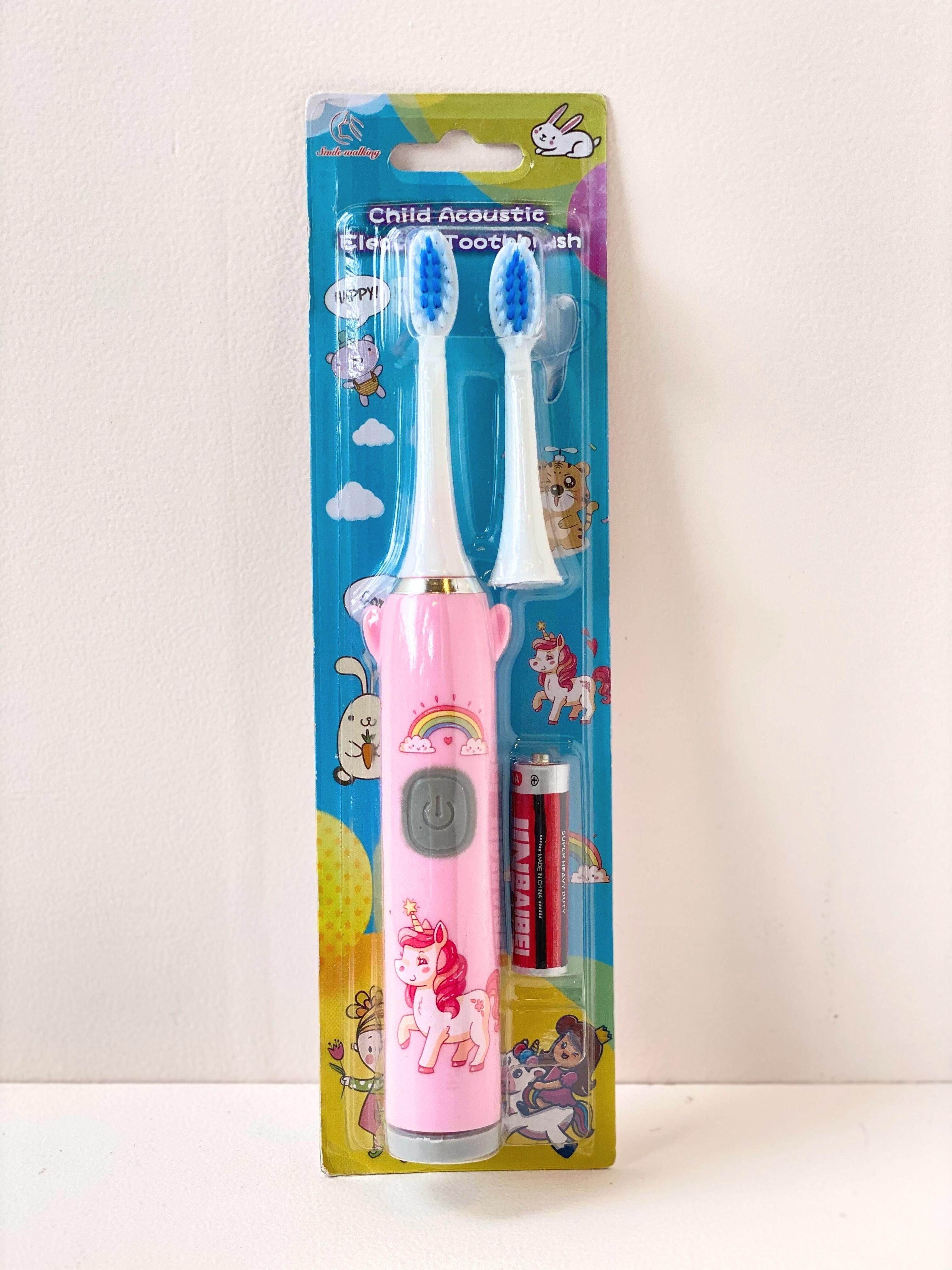 Cartoon Character Kids Electric Toothbrush – Soft Bristles with Extra Heads & Battery