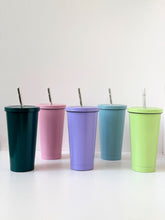 Load image into Gallery viewer, Matte Pastel Stainless Steel Tumbler with Straw – 20oz
