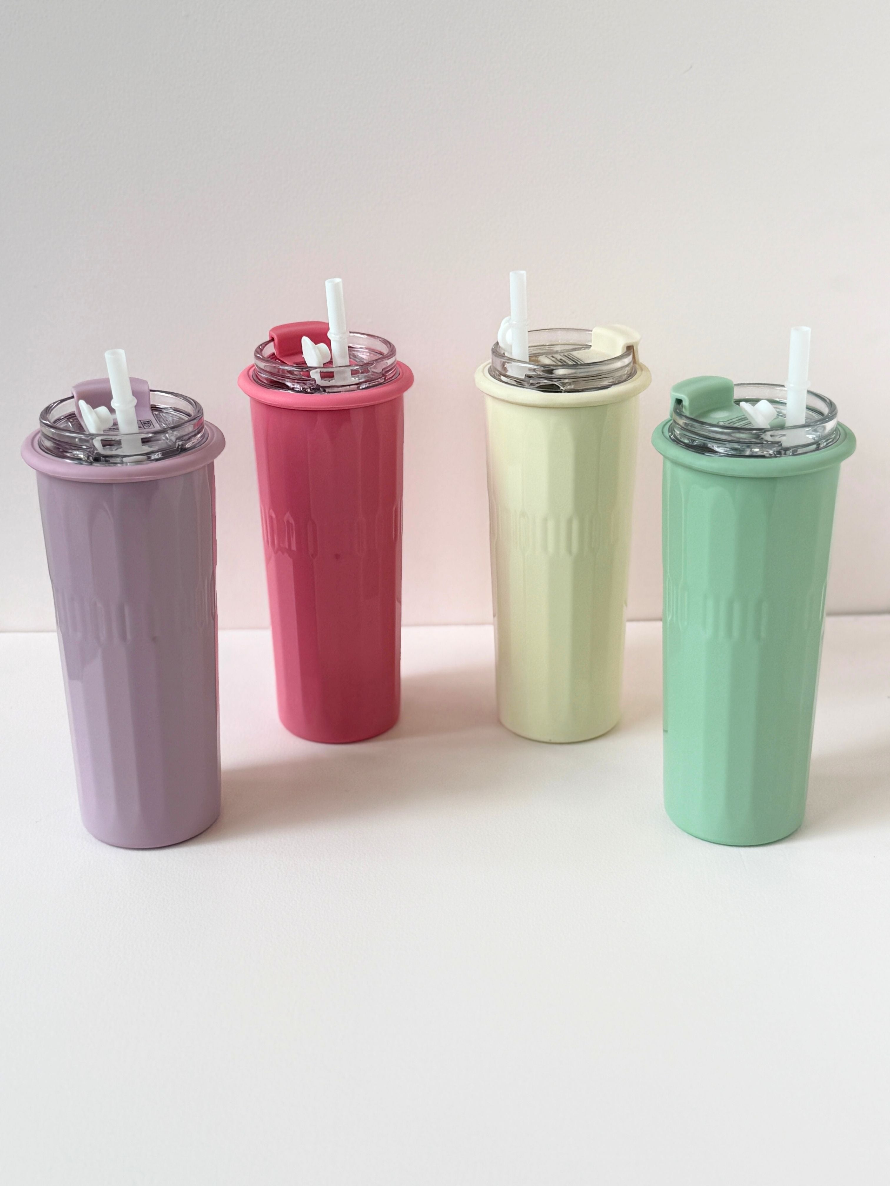 Pastel Tall Reusable Tumbler with Straw – 500ml Travel Cup (4 Color Options)