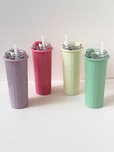 Pastel Tall Reusable Tumbler with Straw – 500ml Travel Cup (4 Color Options)