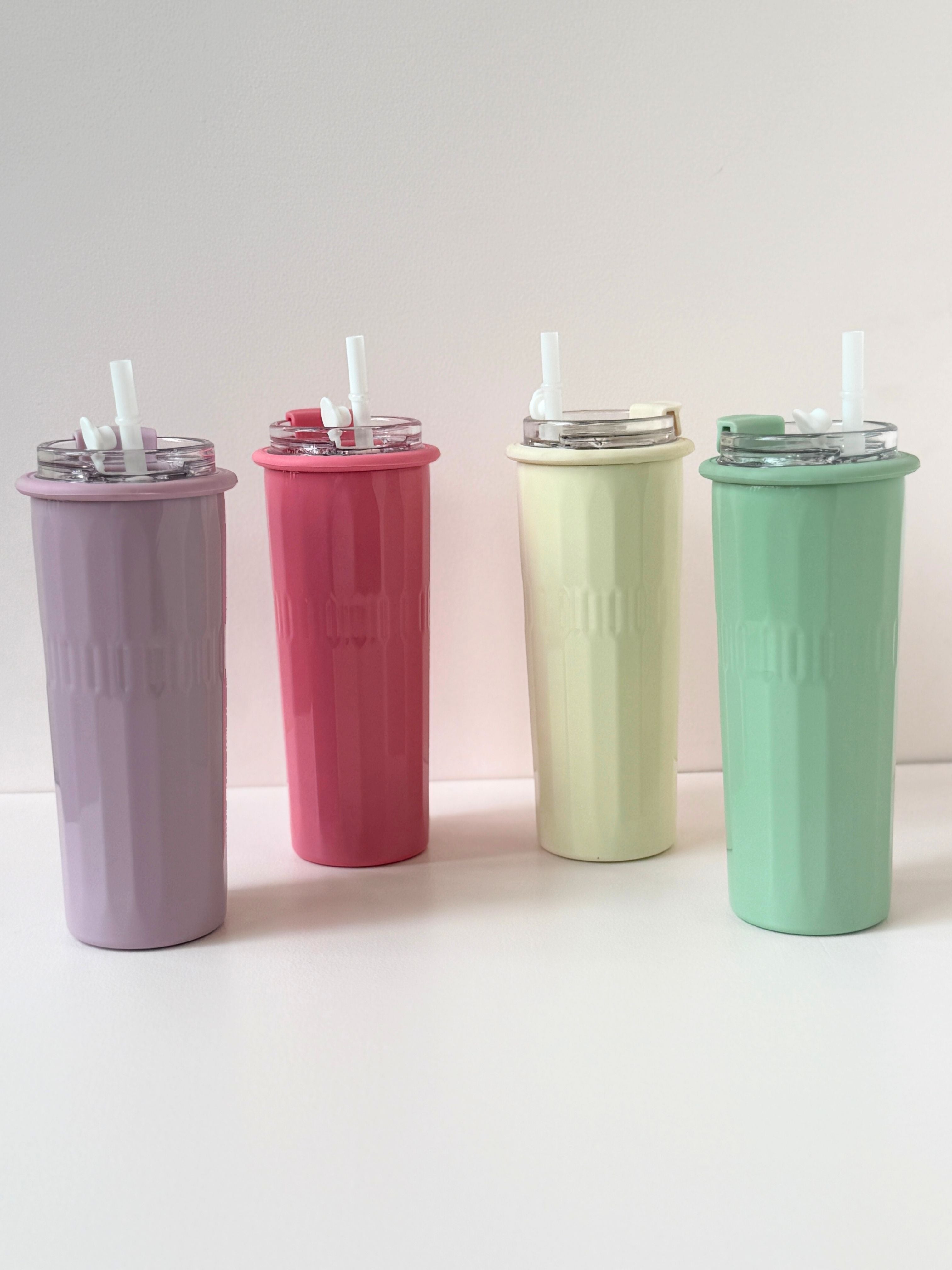 Pastel Tall Reusable Tumbler with Straw – 500ml Travel Cup (4 Color Options)