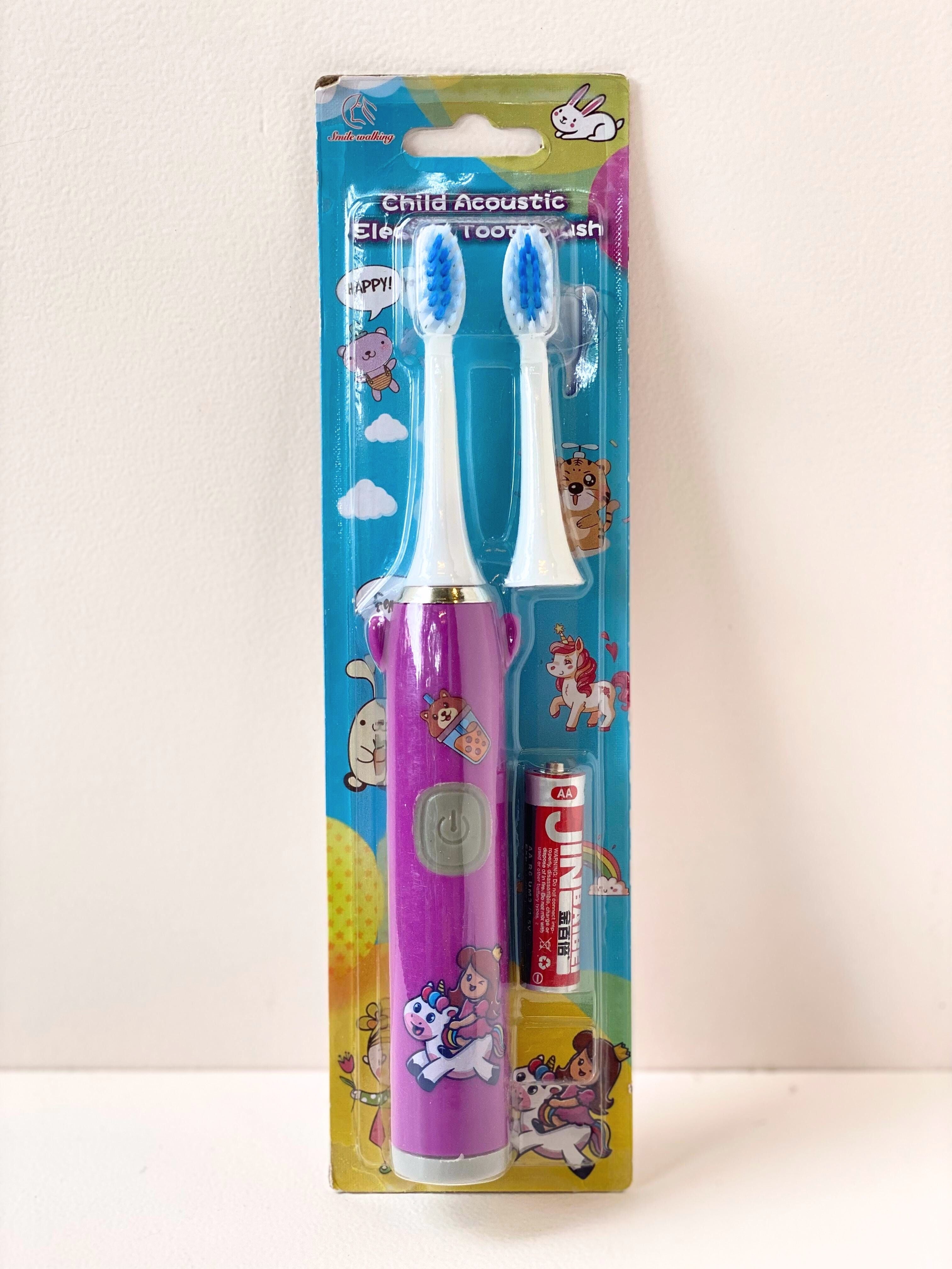 Cartoon Character Kids Electric Toothbrush – Soft Bristles with Extra Heads & Battery