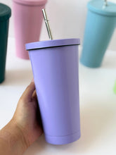 Load image into Gallery viewer, Matte Pastel Stainless Steel Tumbler with Straw – 20oz
