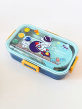 Load image into Gallery viewer, Dreamy Space Astronaut Lunchbox – Leakproof Stainless Steel Tiffin with Spoon &amp; Bowl
