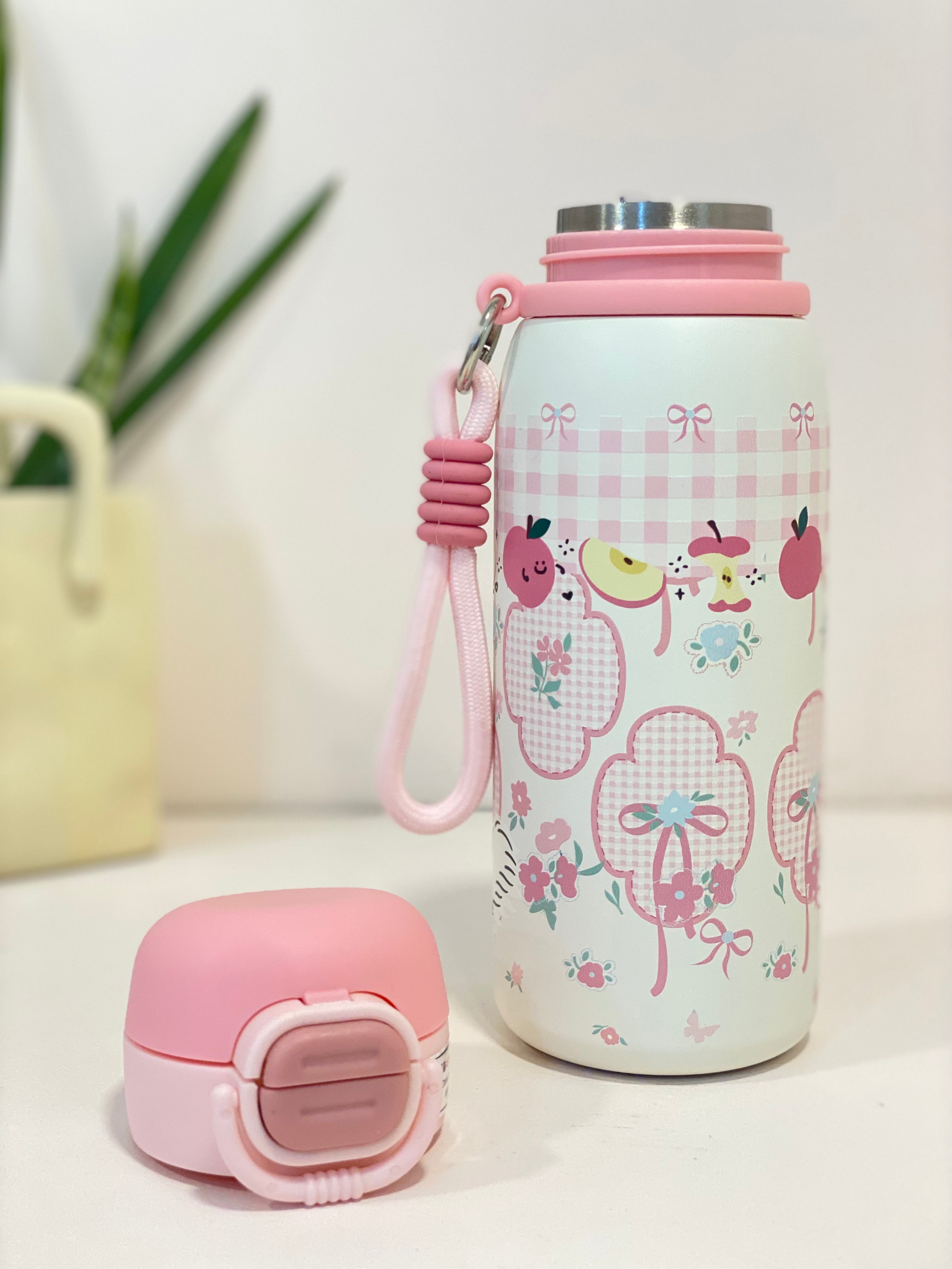 Kids Cartoon Character Insulated Water Bottle with Handle & Straw Lid – Leakproof Stainless Steel Thermos