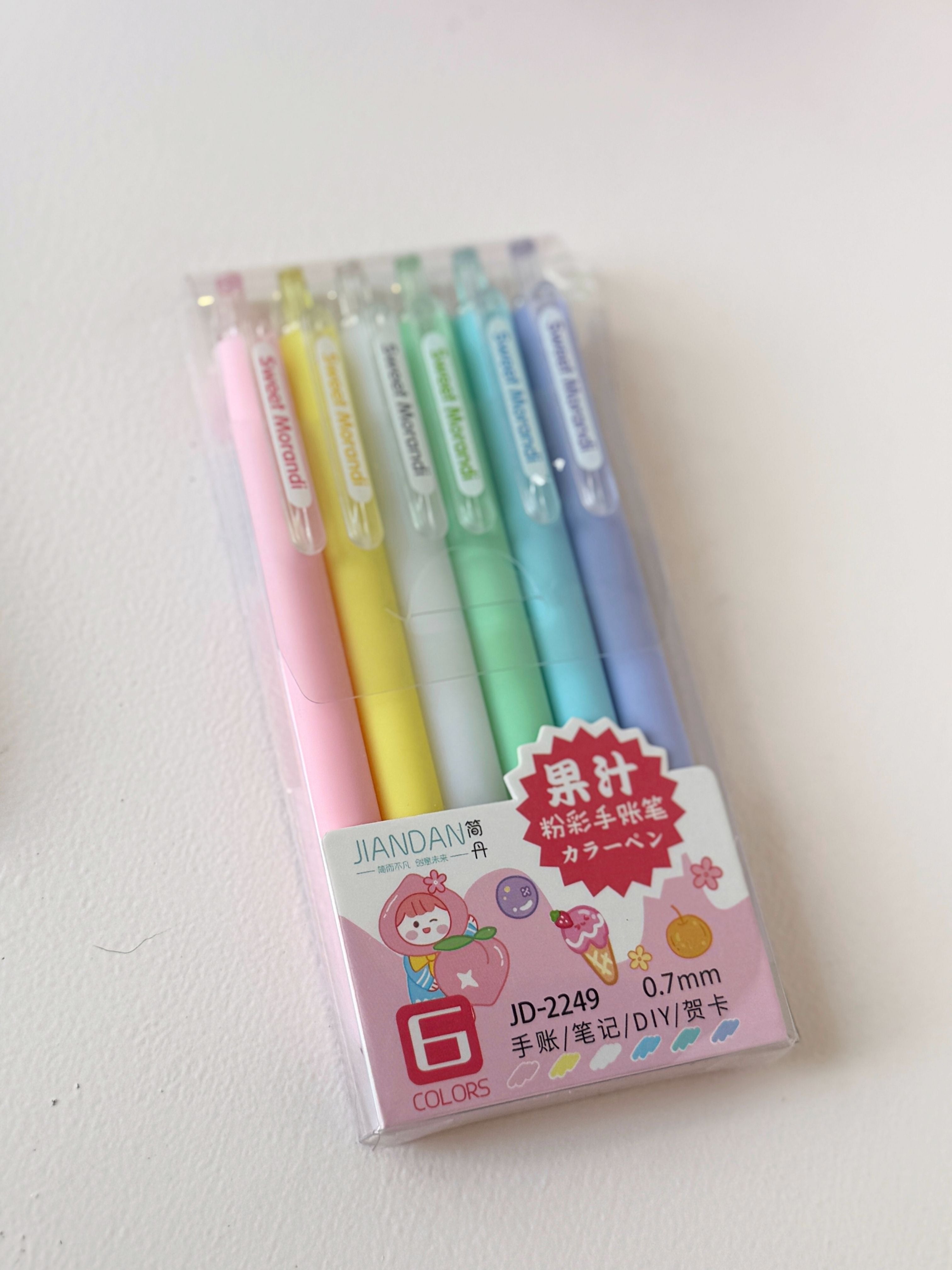 Sweet Morandi Pastel Gel Pens – Set of 6 Colors | 0.7mm Fine Tip