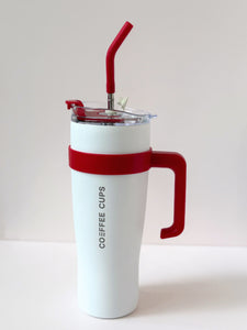 Gradient Handle Tumbler – 40oz Stainless Steel Reusable Cup with Straw & Lid