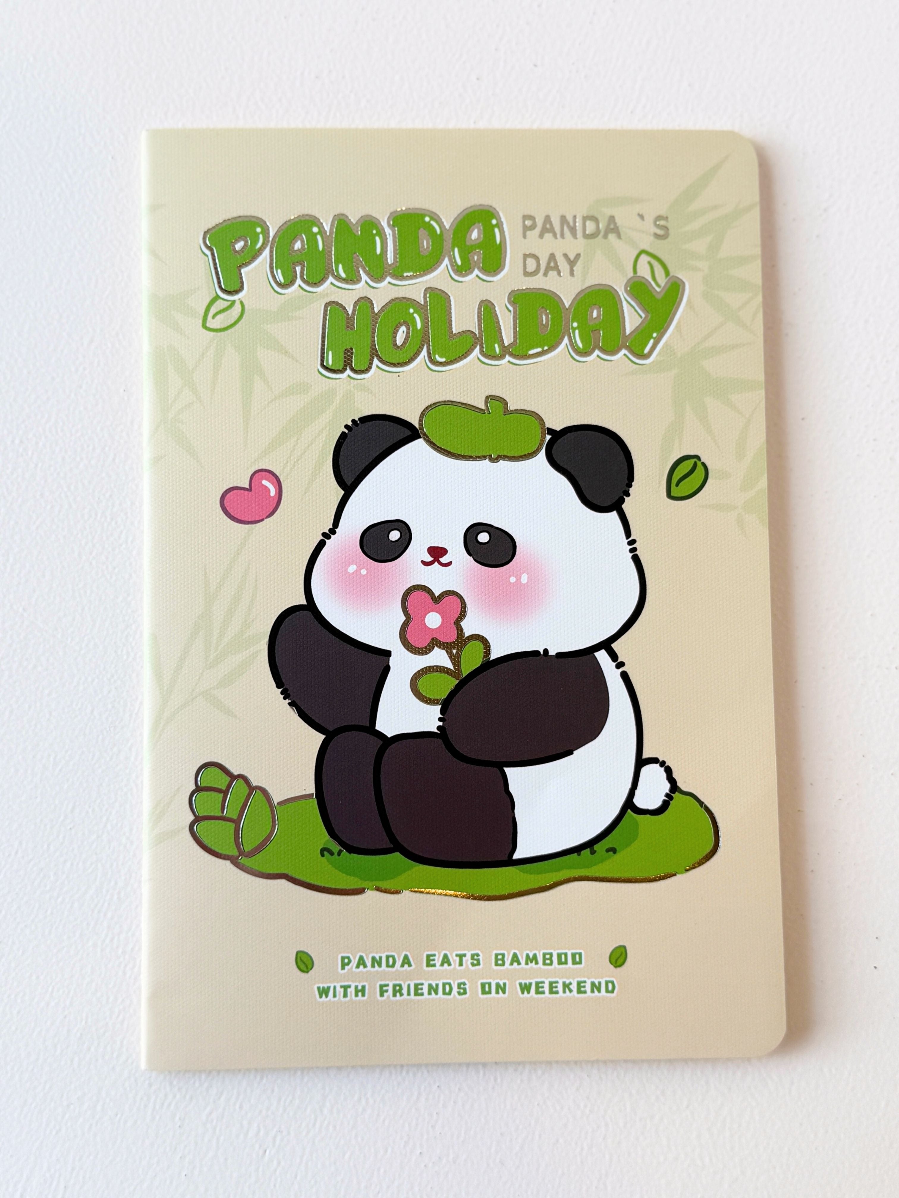 Panda Holiday Cute Cartoon Notebook – A6 Softcover Lined Journal