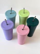 Load image into Gallery viewer, Matte Pastel Stainless Steel Tumbler with Straw – 20oz
