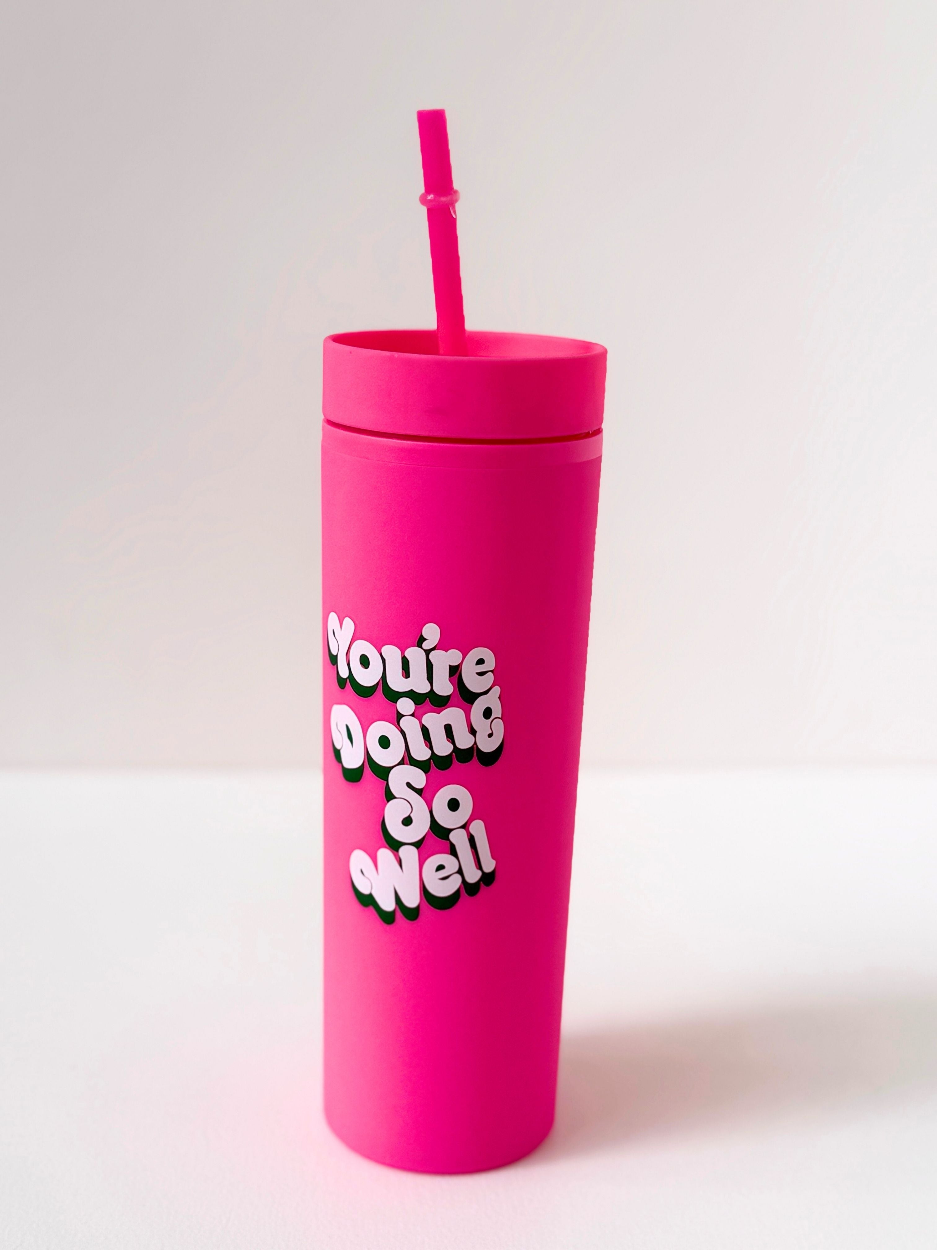 Motivational Reusable Tumbler with Straw – 20oz Colorful Quote Cups