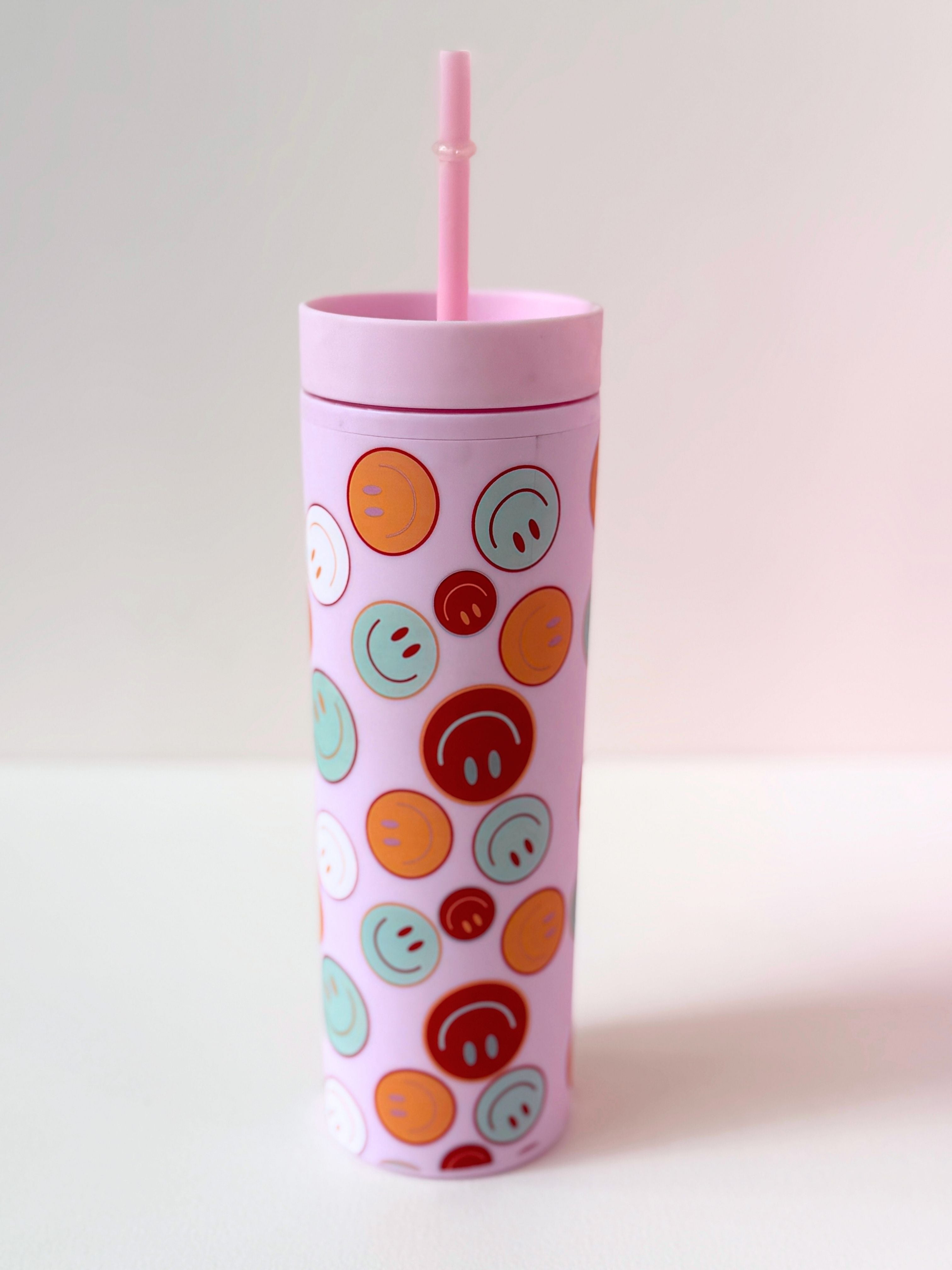 Motivational Reusable Tumbler with Straw – 20oz Colorful Quote Cups