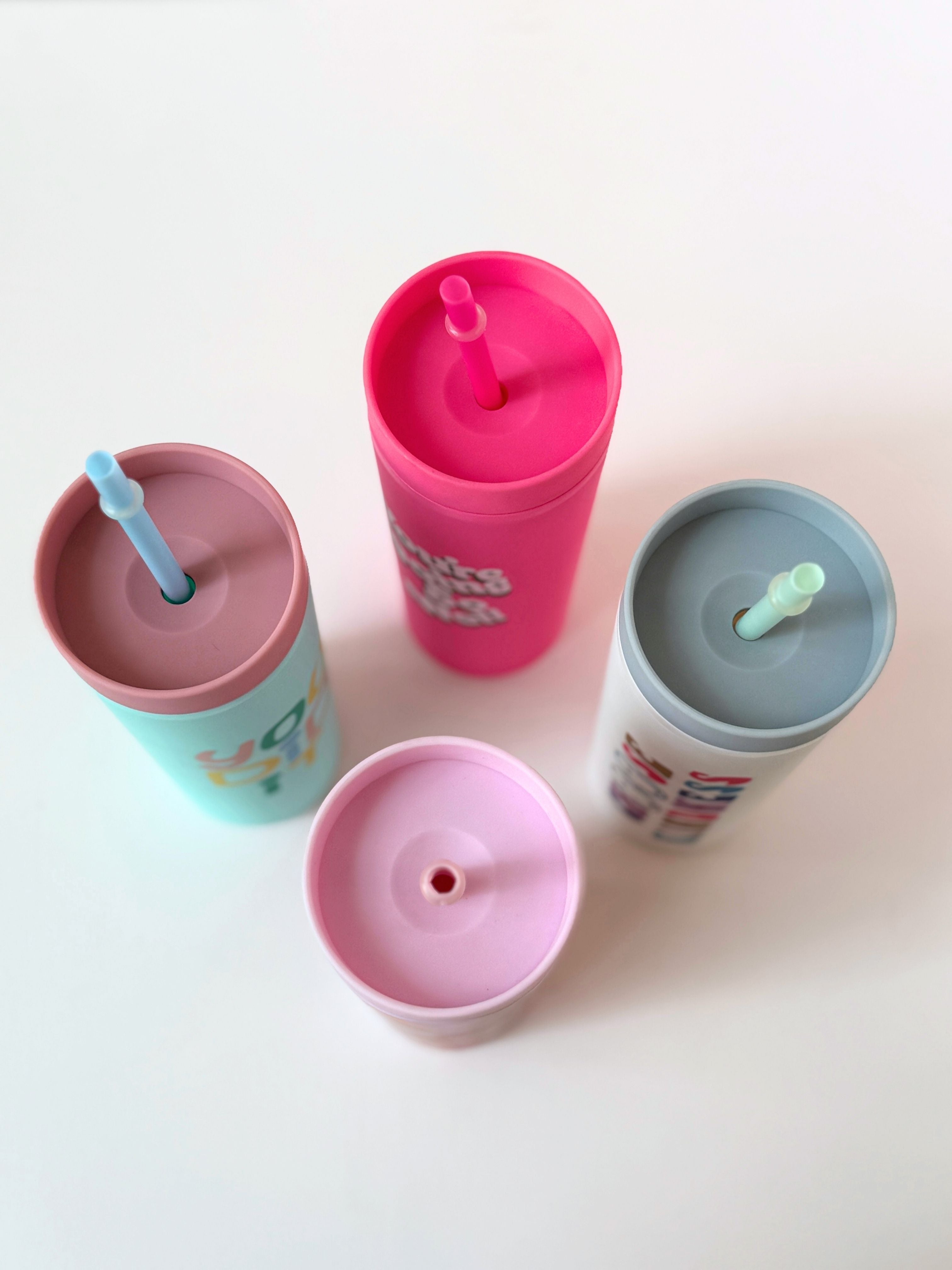 Motivational Reusable Tumbler with Straw – 20oz Colorful Quote Cups