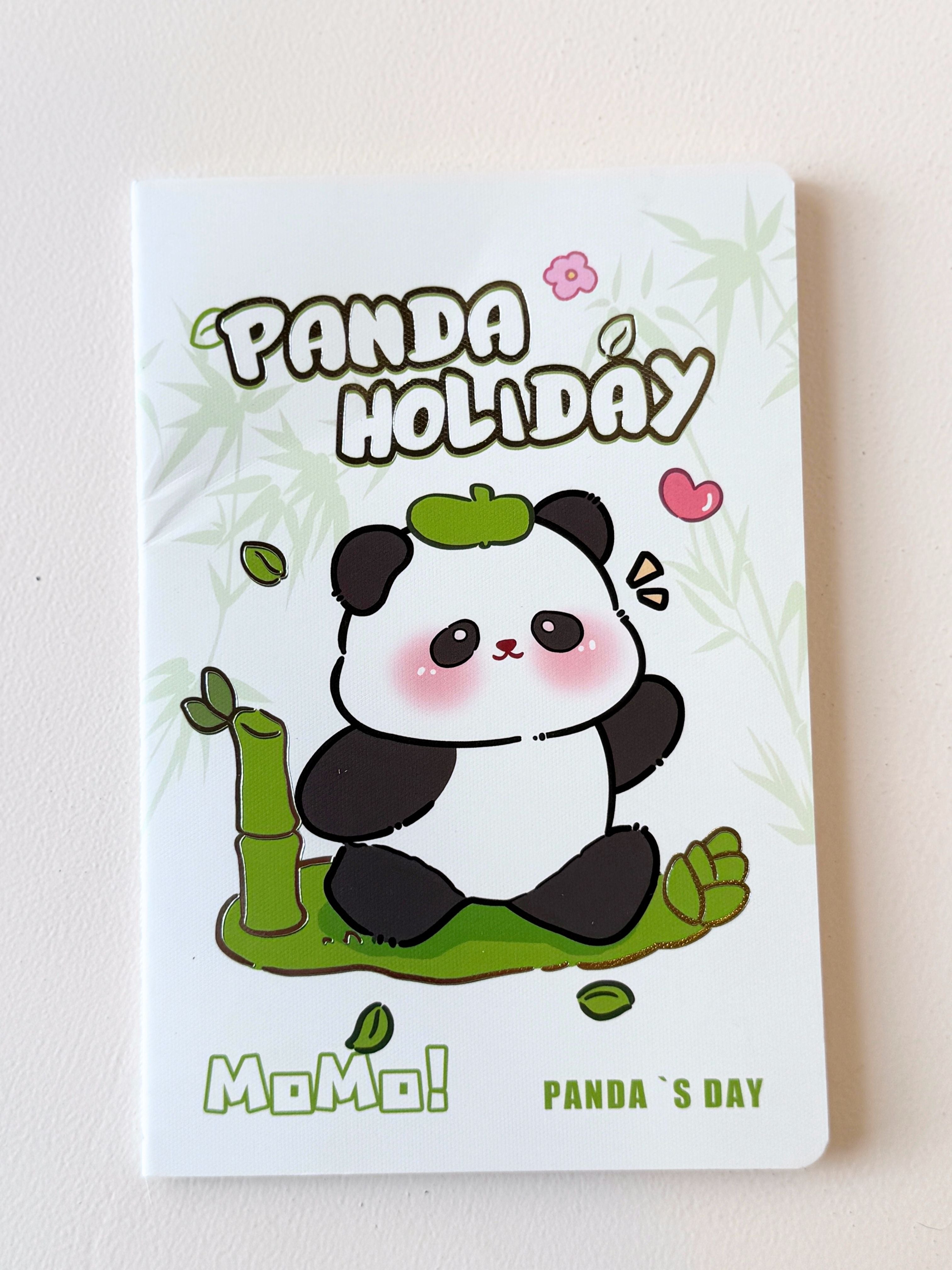 Panda Holiday Cute Cartoon Notebook – A6 Softcover Lined Journal