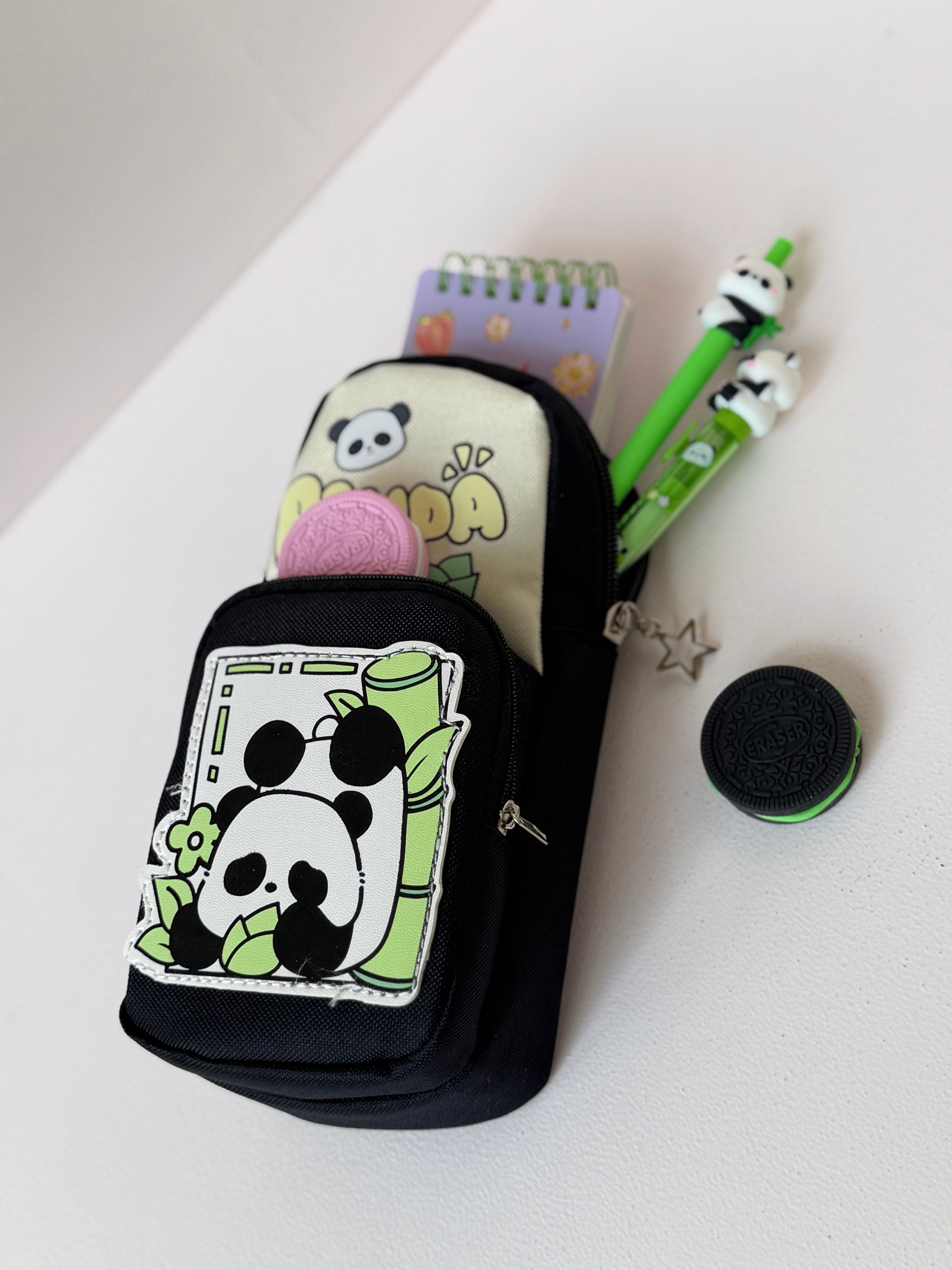 Kawaii Panda Pencil Case – Multi-Compartment Storage Pouch for Kids & Teens