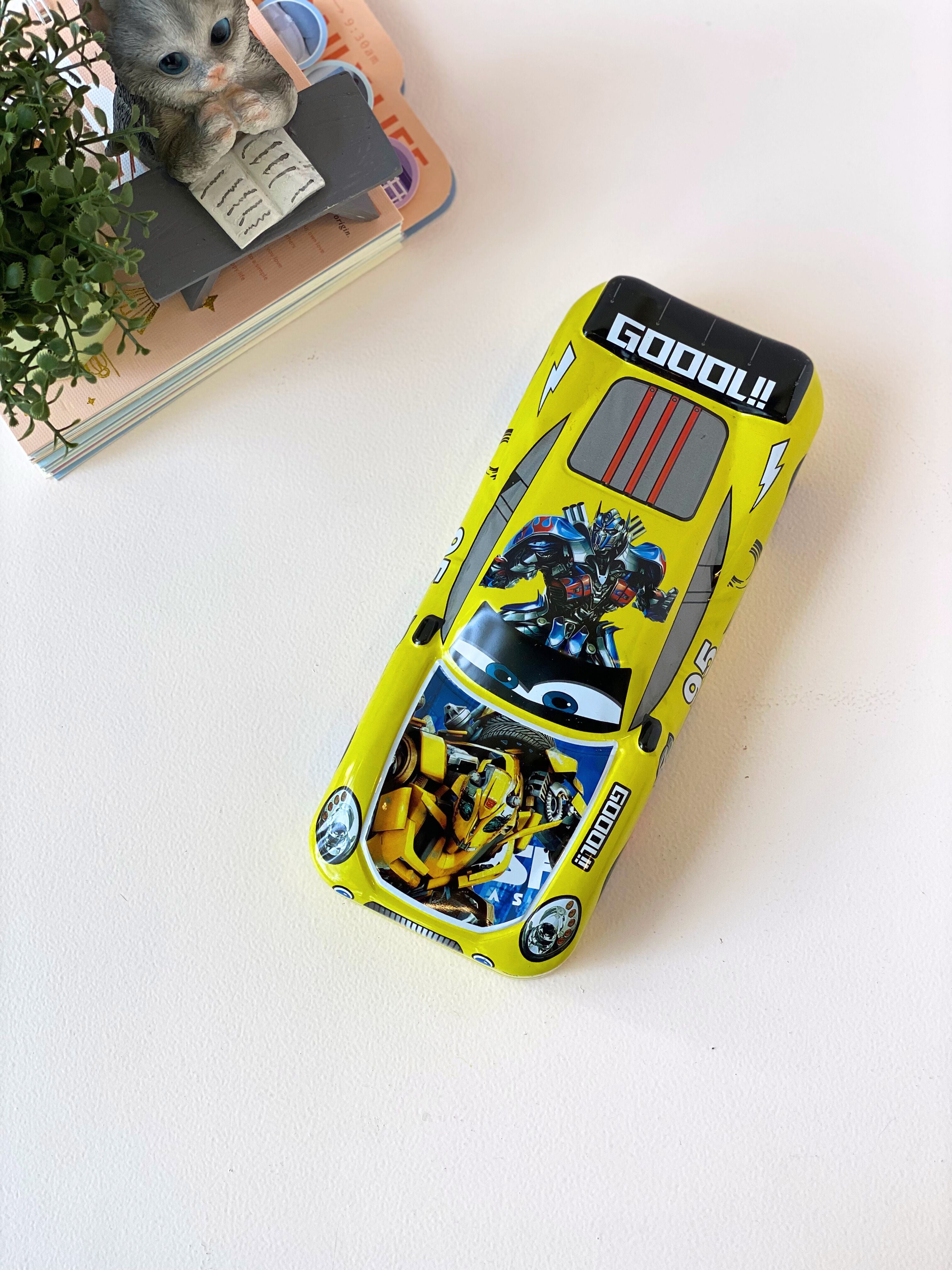 Car-Shaped Metal Pencil Box for Kids – Fun Cartoon Design