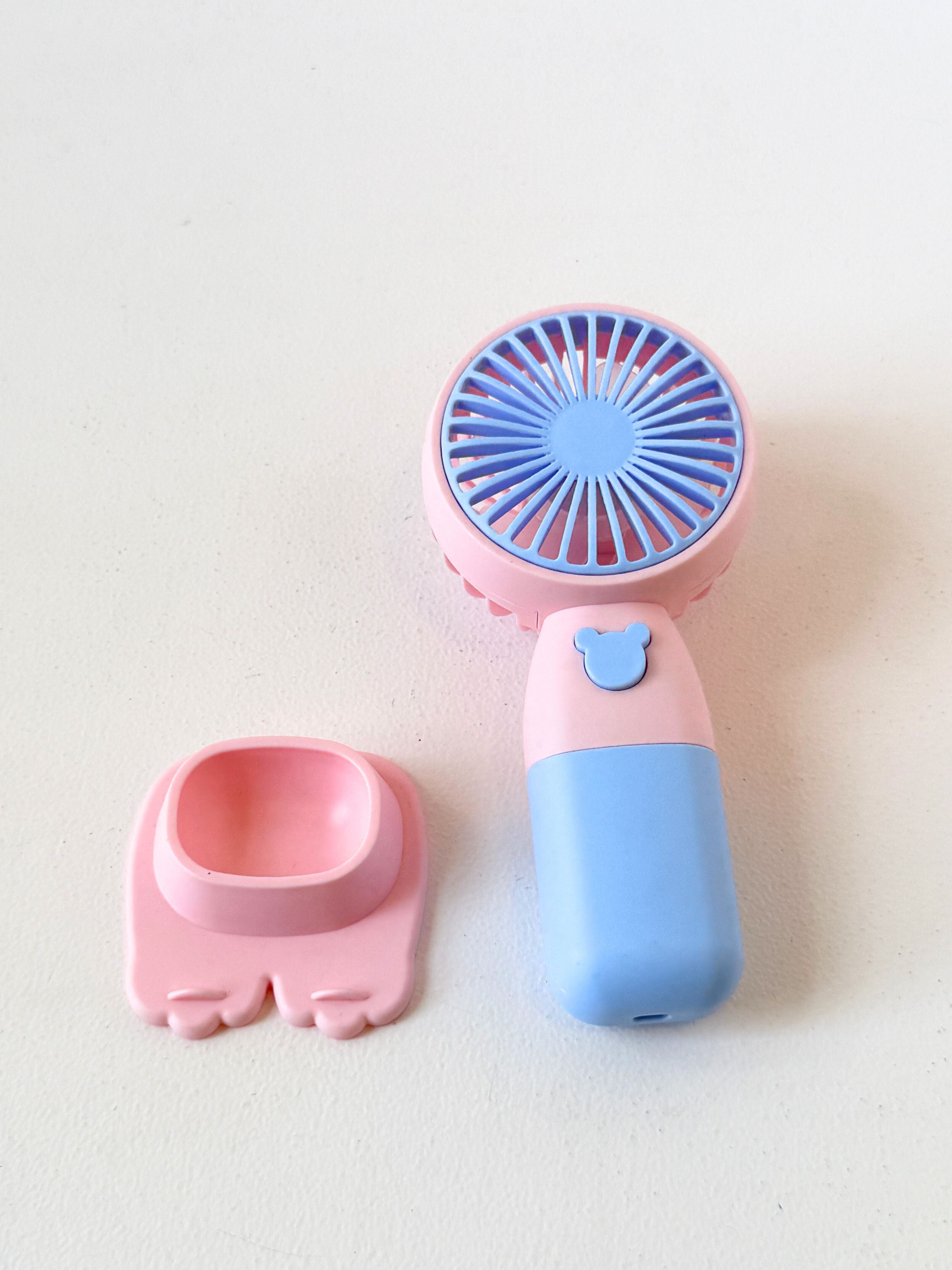 Cute Portable Mini Handheld Fan for Kids – USB Rechargeable with Charging Cable – Quiet & Lightweight