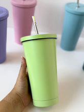 Load image into Gallery viewer, Matte Pastel Stainless Steel Tumbler with Straw – 20oz
