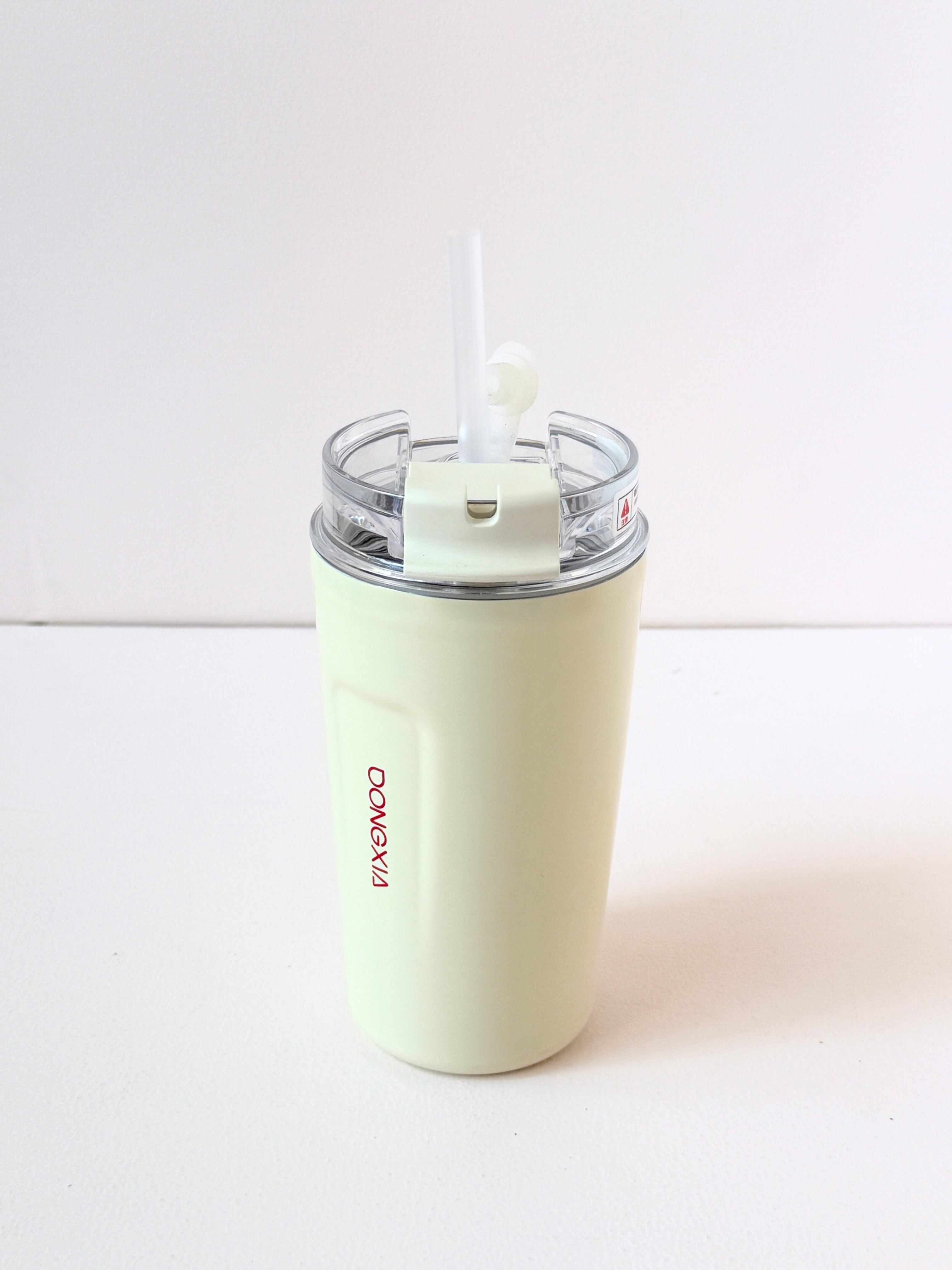 DONGXIA 10 oz Insulated Tumbler with Flip Lid & Straw – Leak-Resistant Travel Cup