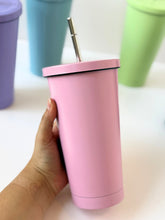 Load image into Gallery viewer, Matte Pastel Stainless Steel Tumbler with Straw – 20oz
