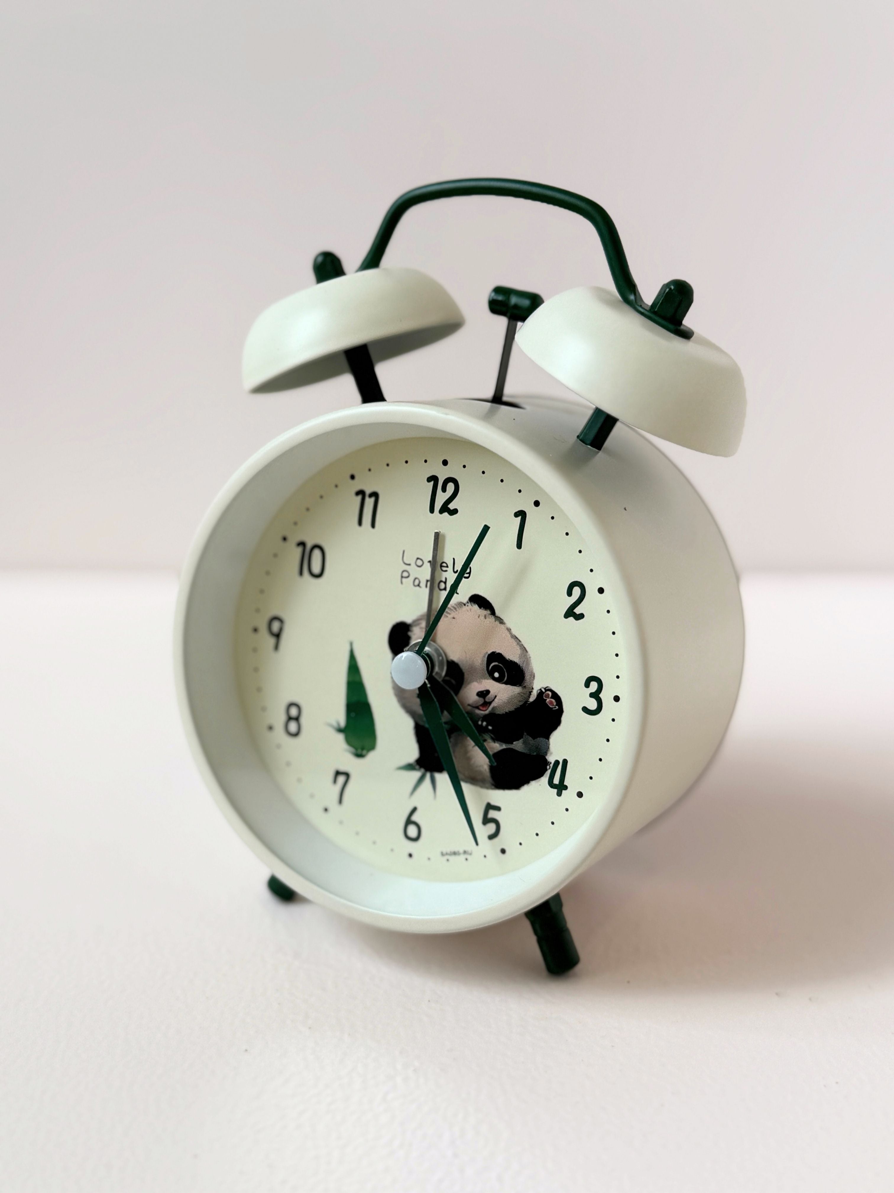Cute Panda Twin Bell Alarm Clock – Retro Metal Desk Clock