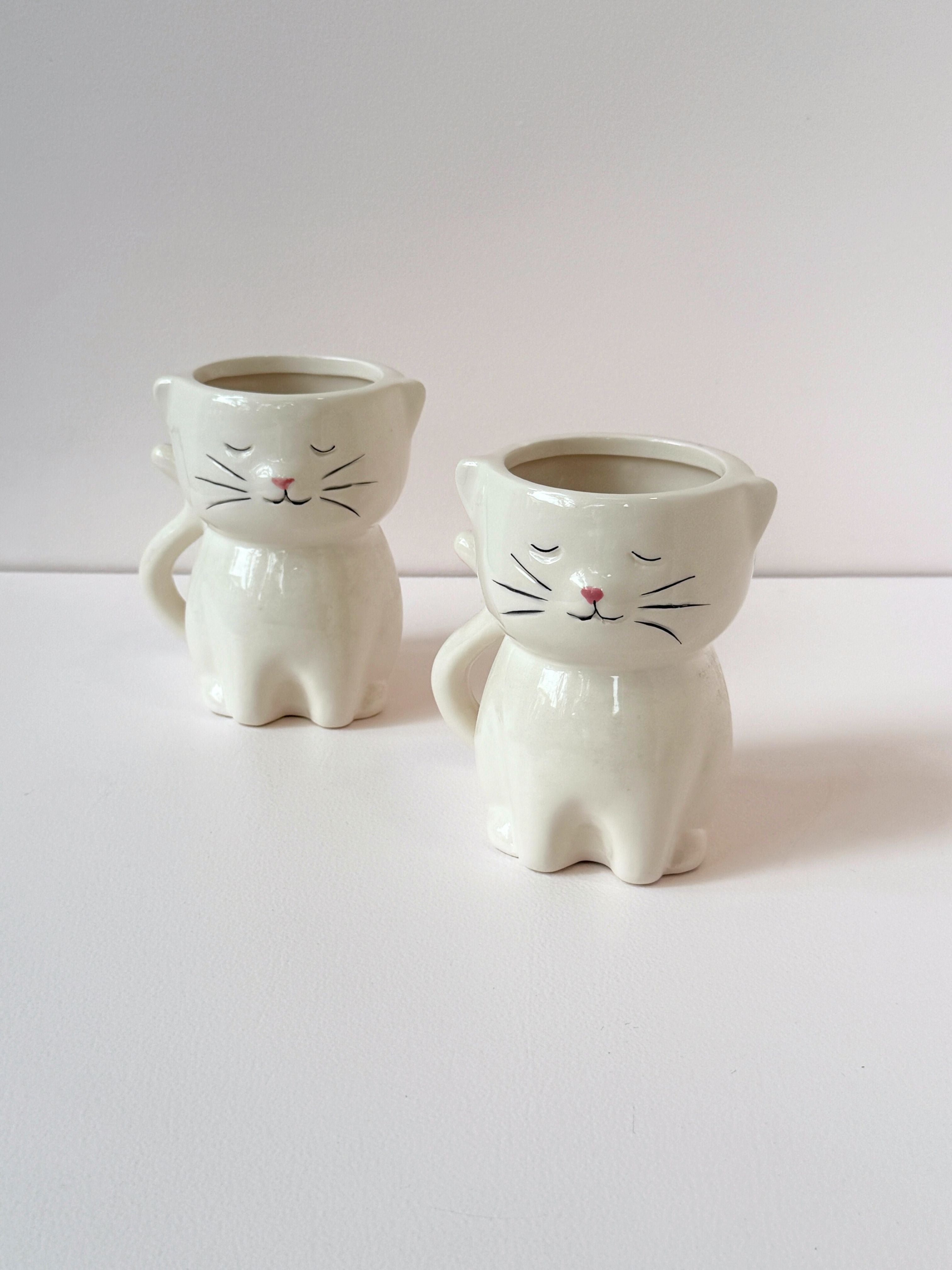 Whiskered Charm Ceramic Cat Mug/Planter