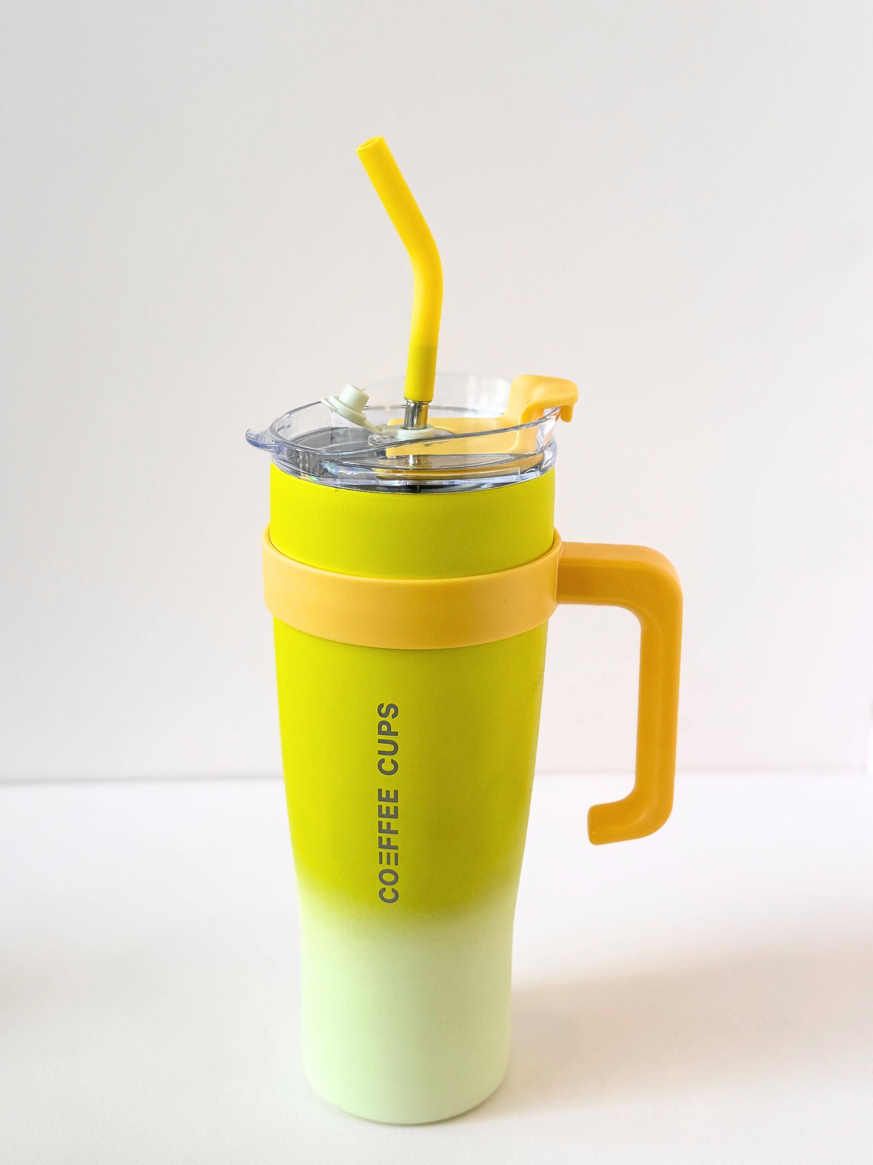 Gradient Handle Tumbler – 40oz Stainless Steel Reusable Cup with Straw & Lid